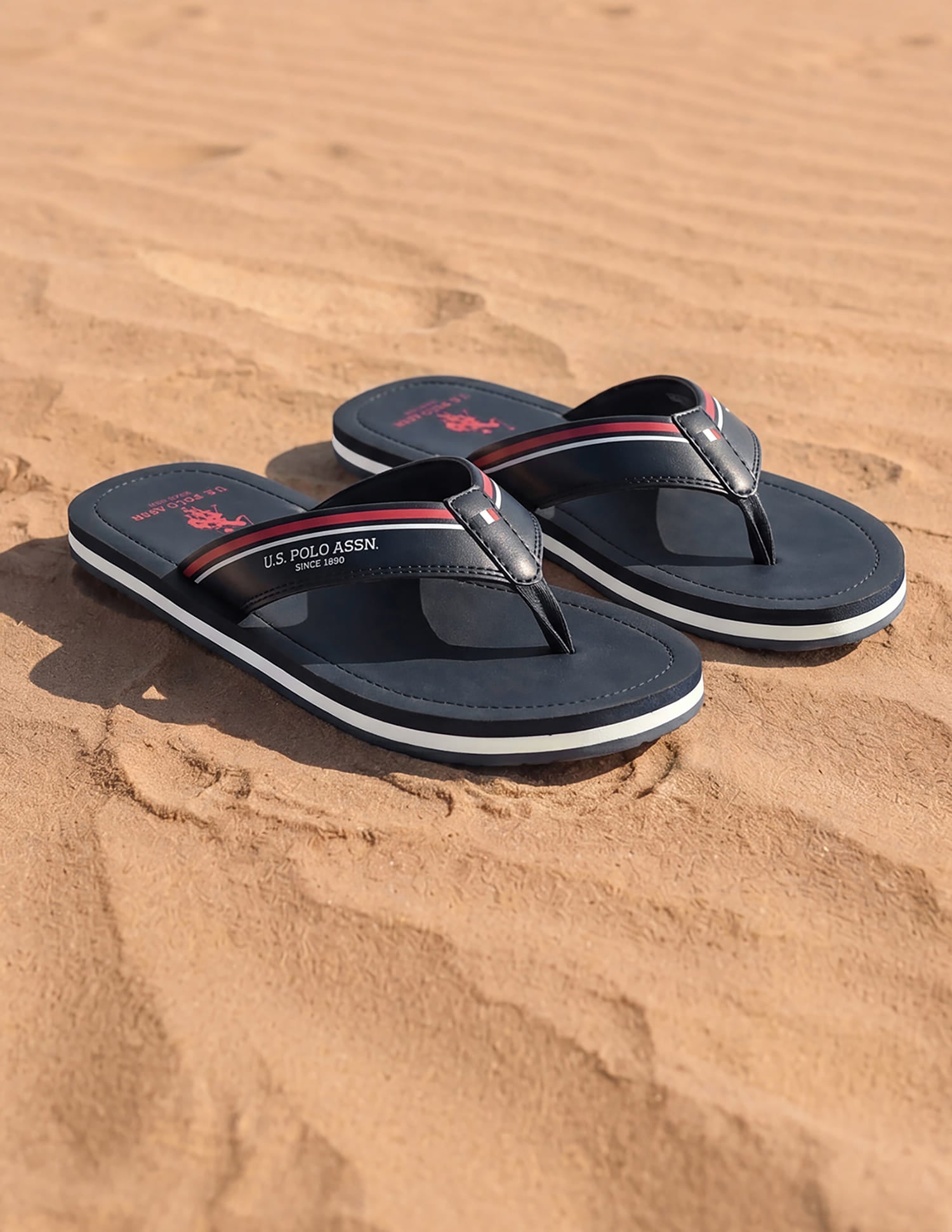 Men Nesta Striped Flip Flops Navy - U.S. Polo Assn. India | Large