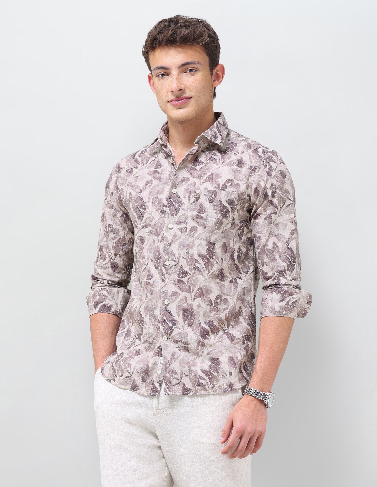 Tropical Printed Regular Fit Shirt Wine - U.S. Polo Assn. India | Large