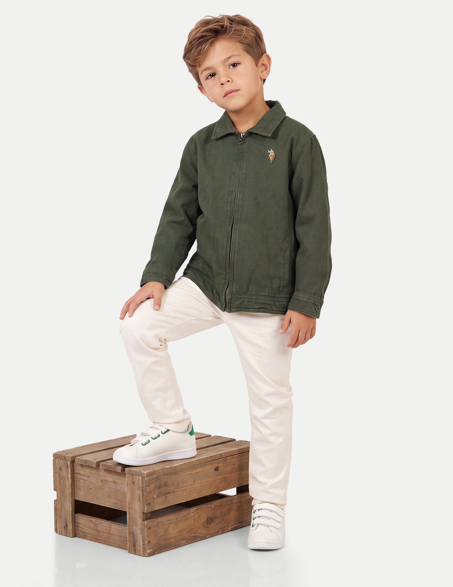 Solid Regular Fit Jacket Olive - U.S. Polo Assn. India | Large