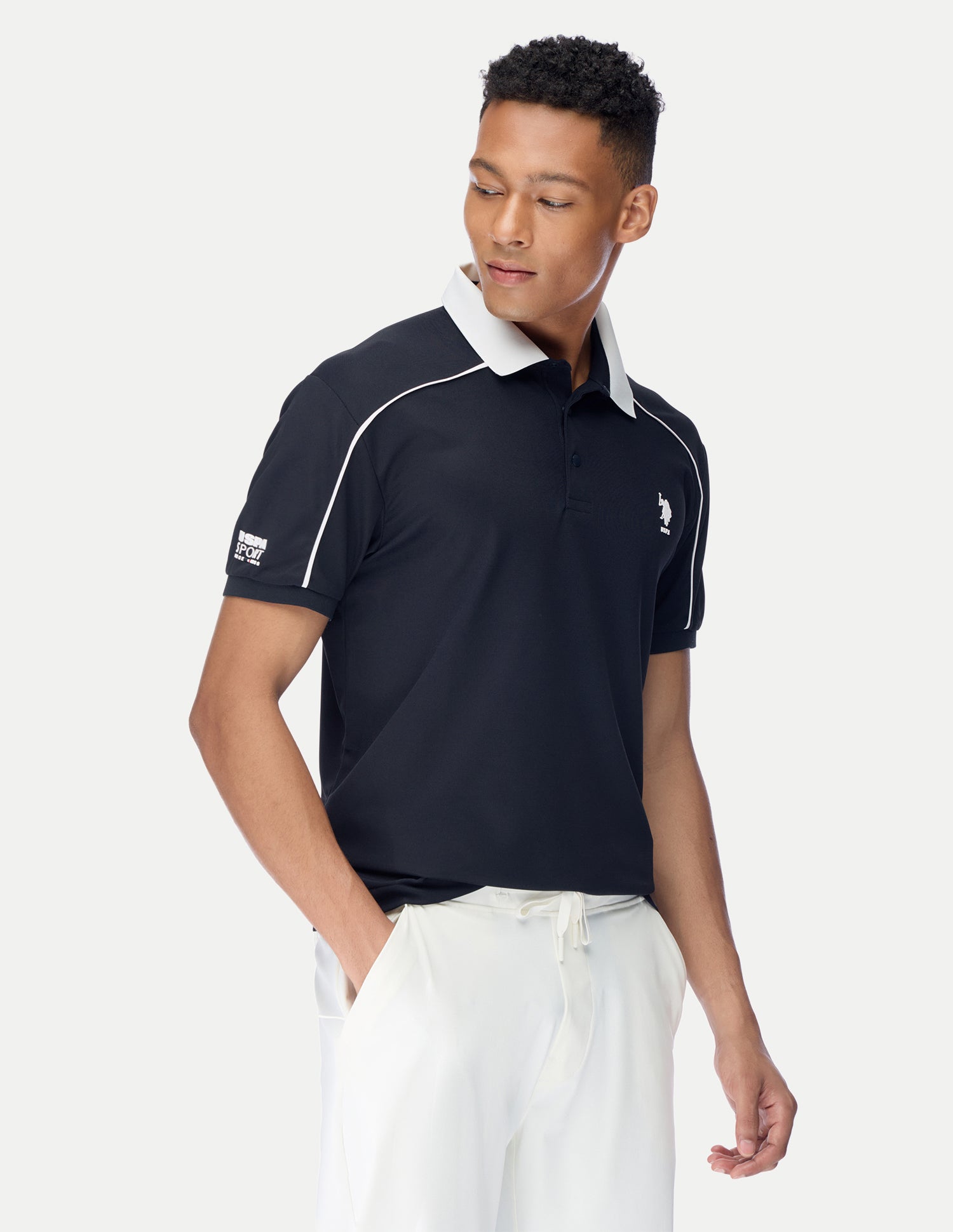 Solid Regular Fit Active Polo Shirt Navy - U.S. Polo Assn. India | Large