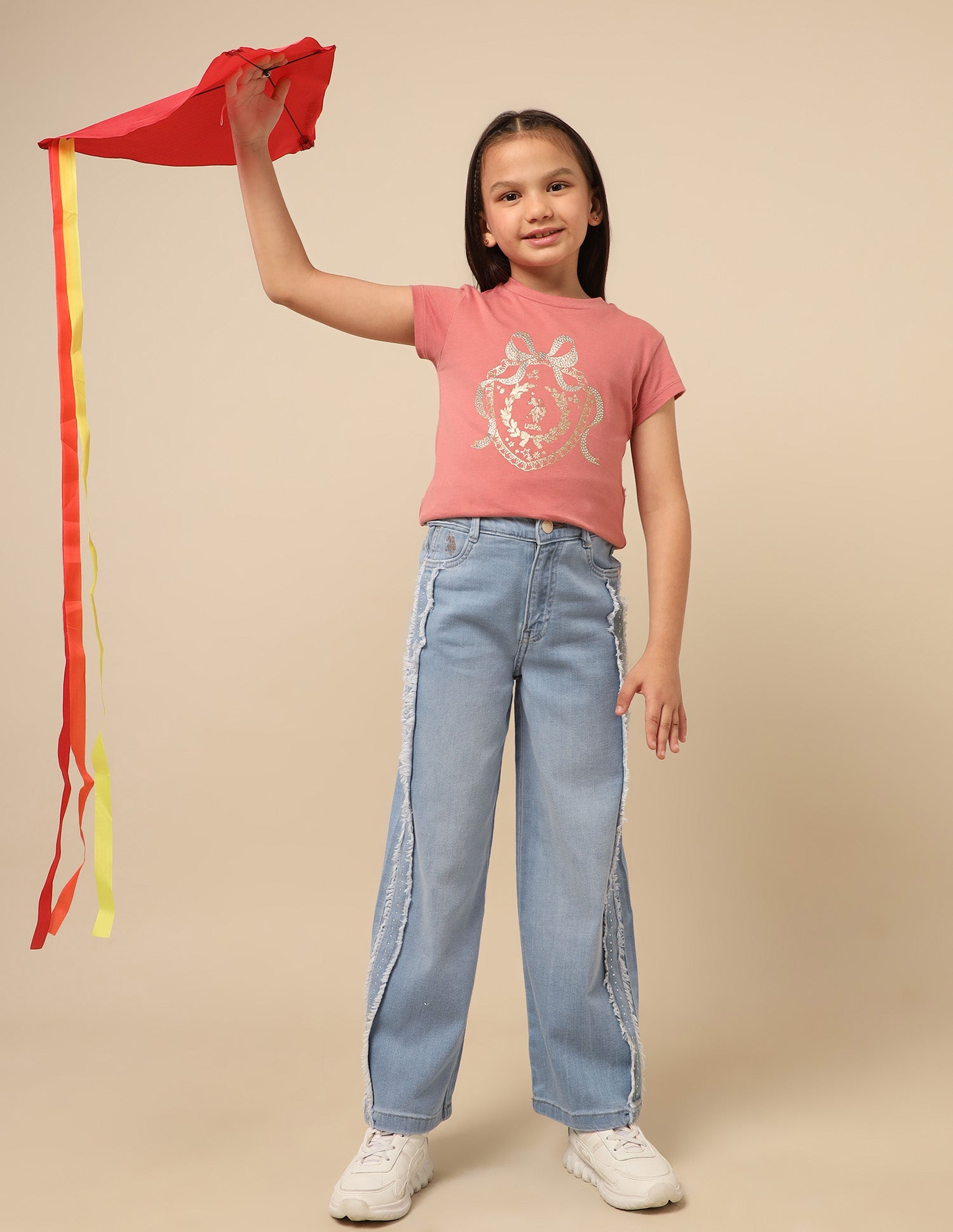 Girls Wide Leg Fit Stone Washed Jeans