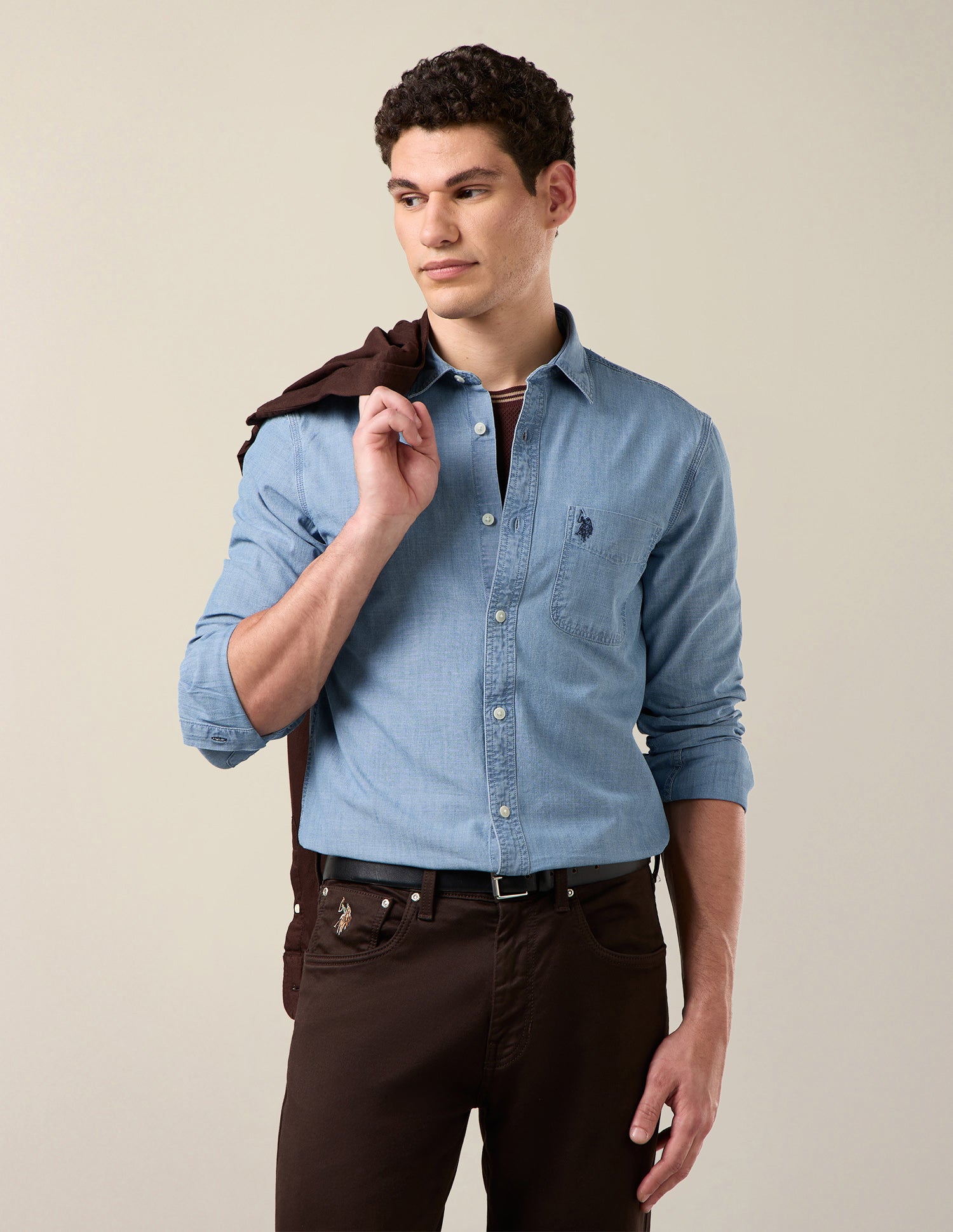 Solid Regular Fit Shirt Indigo - U.S. Polo Assn. India | Large