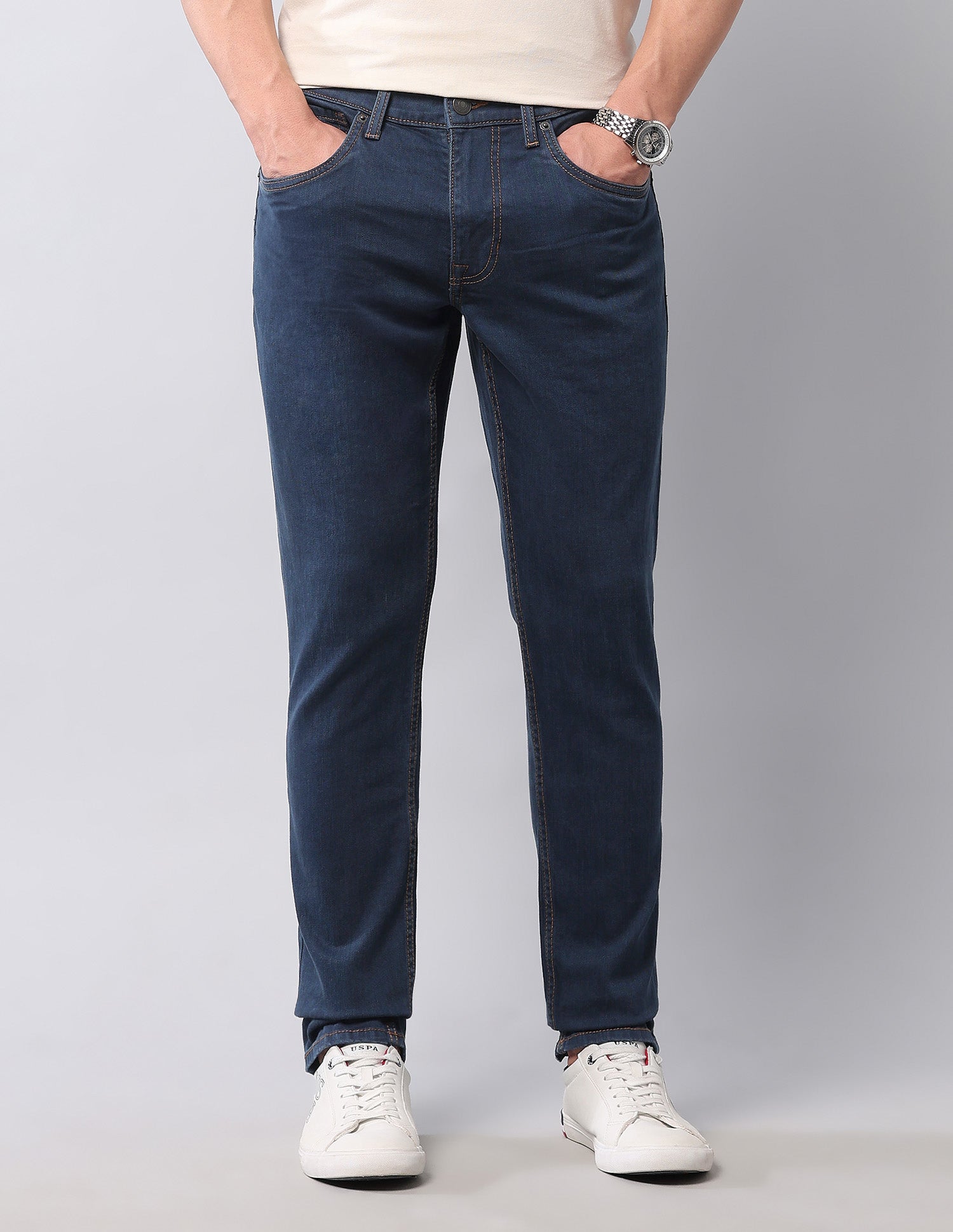 Brandon Slim Tapered Fit Blue Jeans Blue - U.S. POLO ASSN. | Large