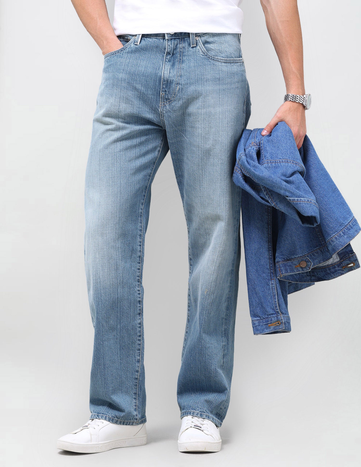 Logan Loose Straight Fit Blue Jeans Light Blue - U.S. Polo Assn. India | Large