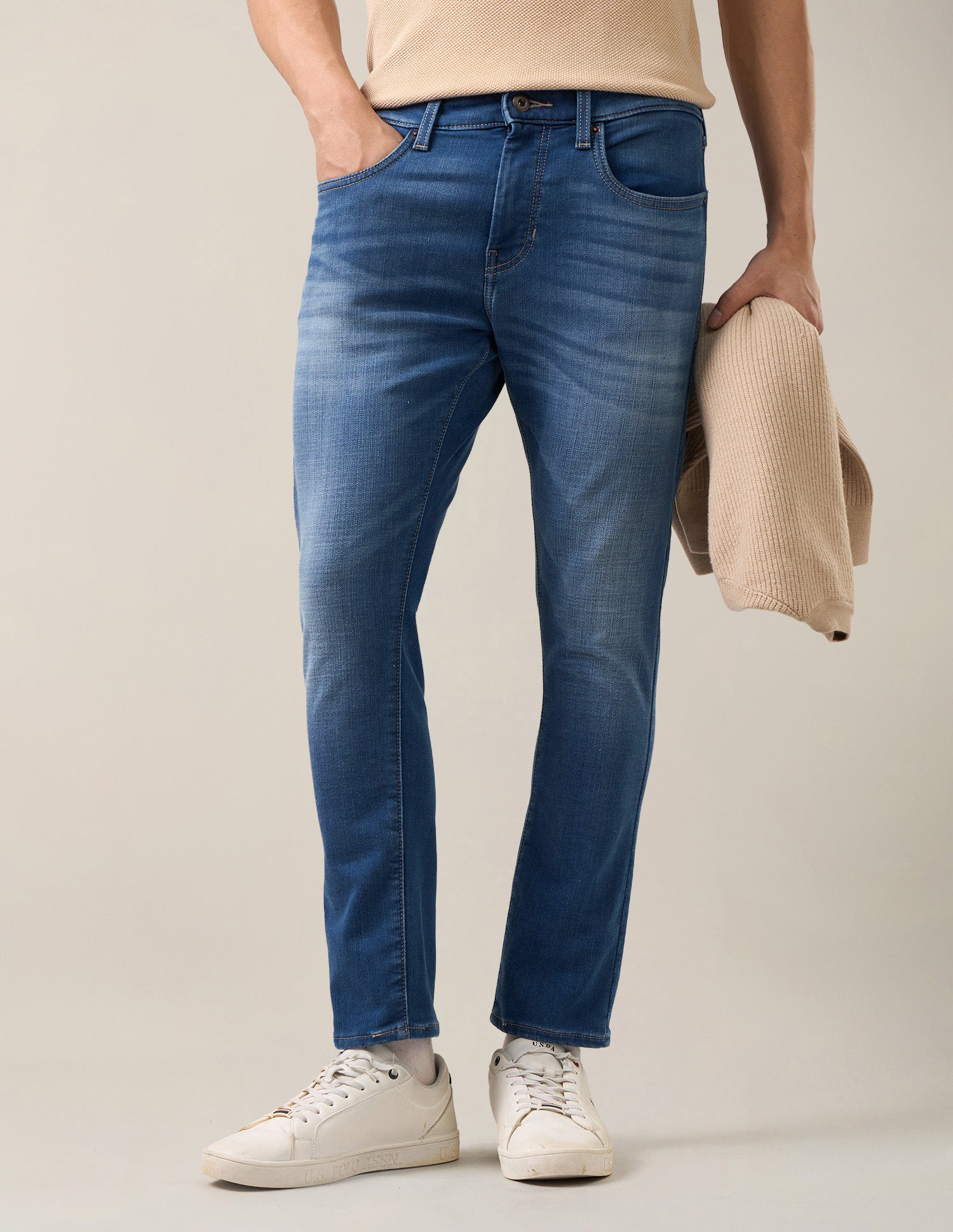 Henry Tapered Fit Blue Jeans Mid Blue - U.S. Polo Assn. India | Large