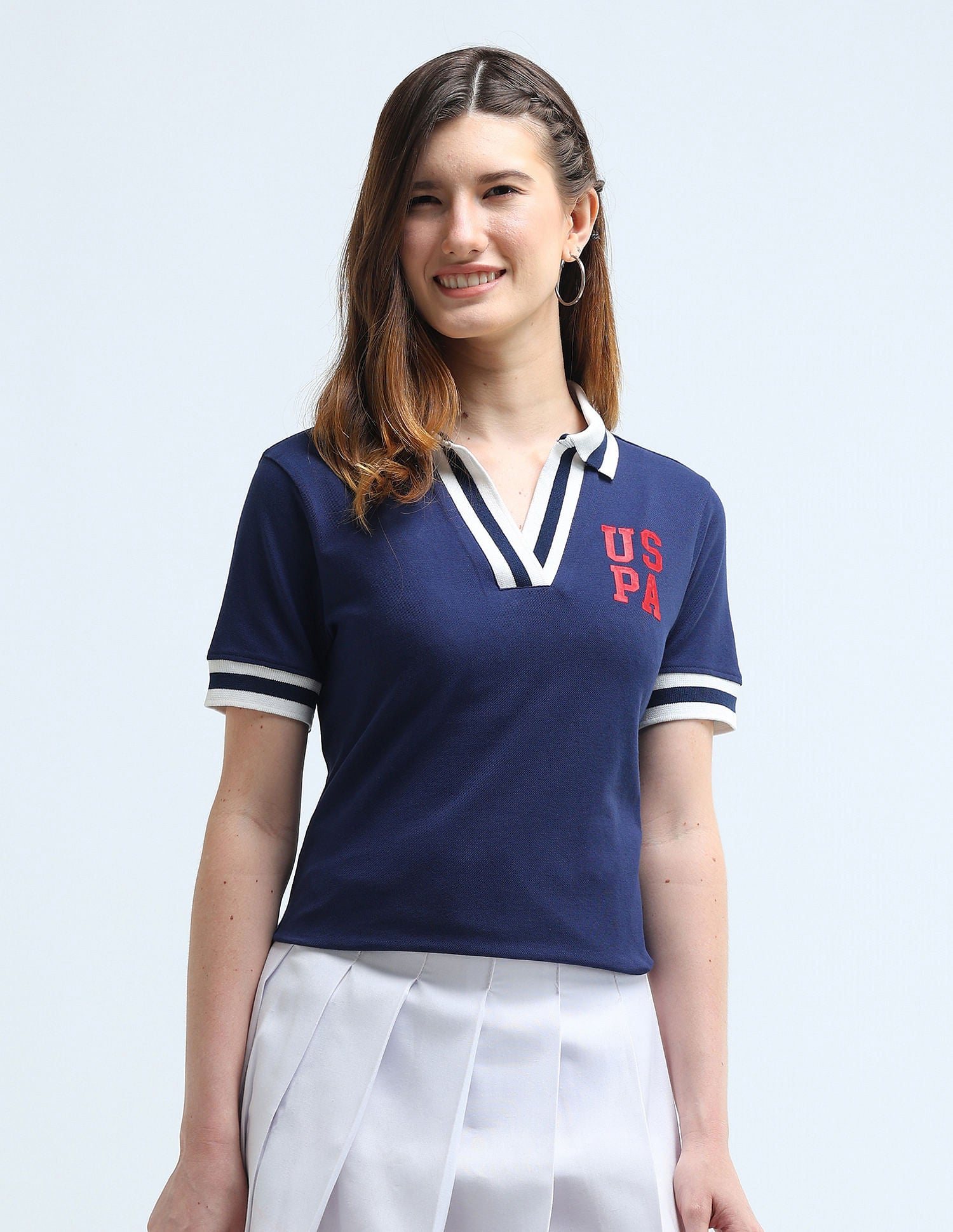 Broad Tipped Collar Solid Polo Shirt