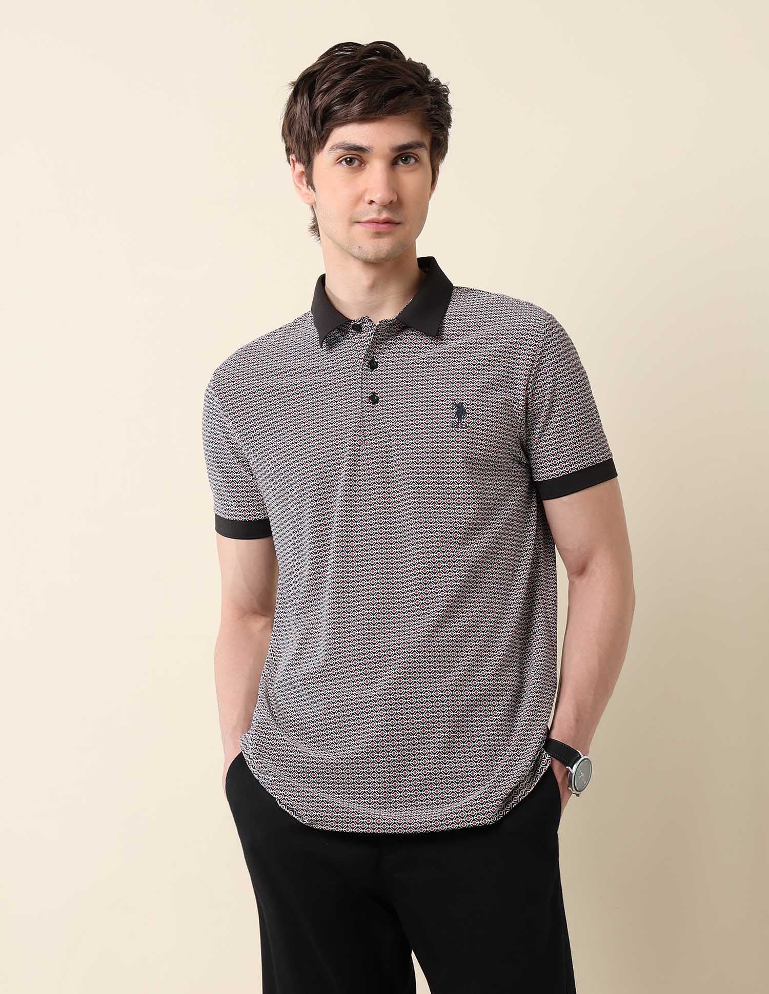 Geometric Printed Classic Polo Shirt Navy - U.S. Polo Assn. India | Large