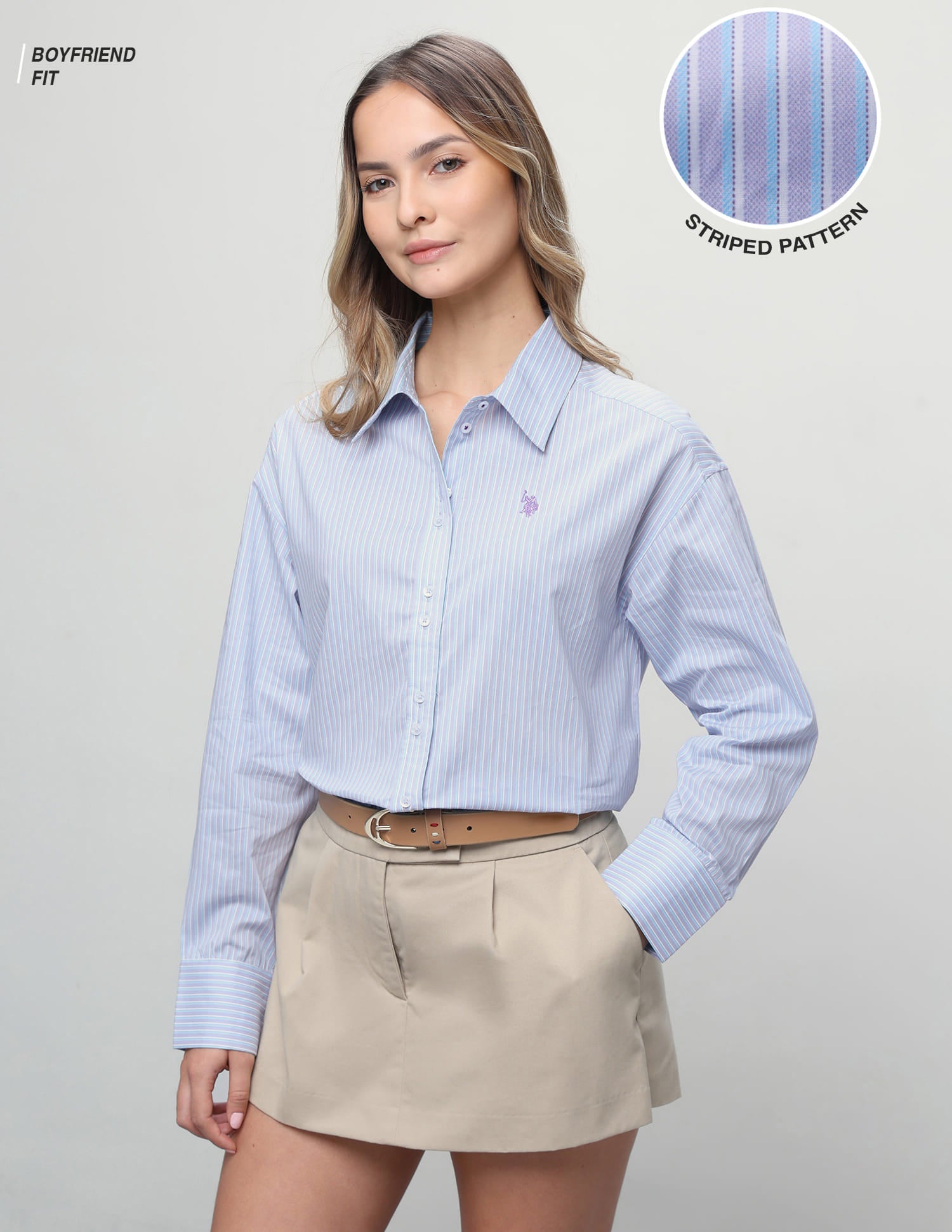 Vertical Striped Boyfriend Fit Shirt