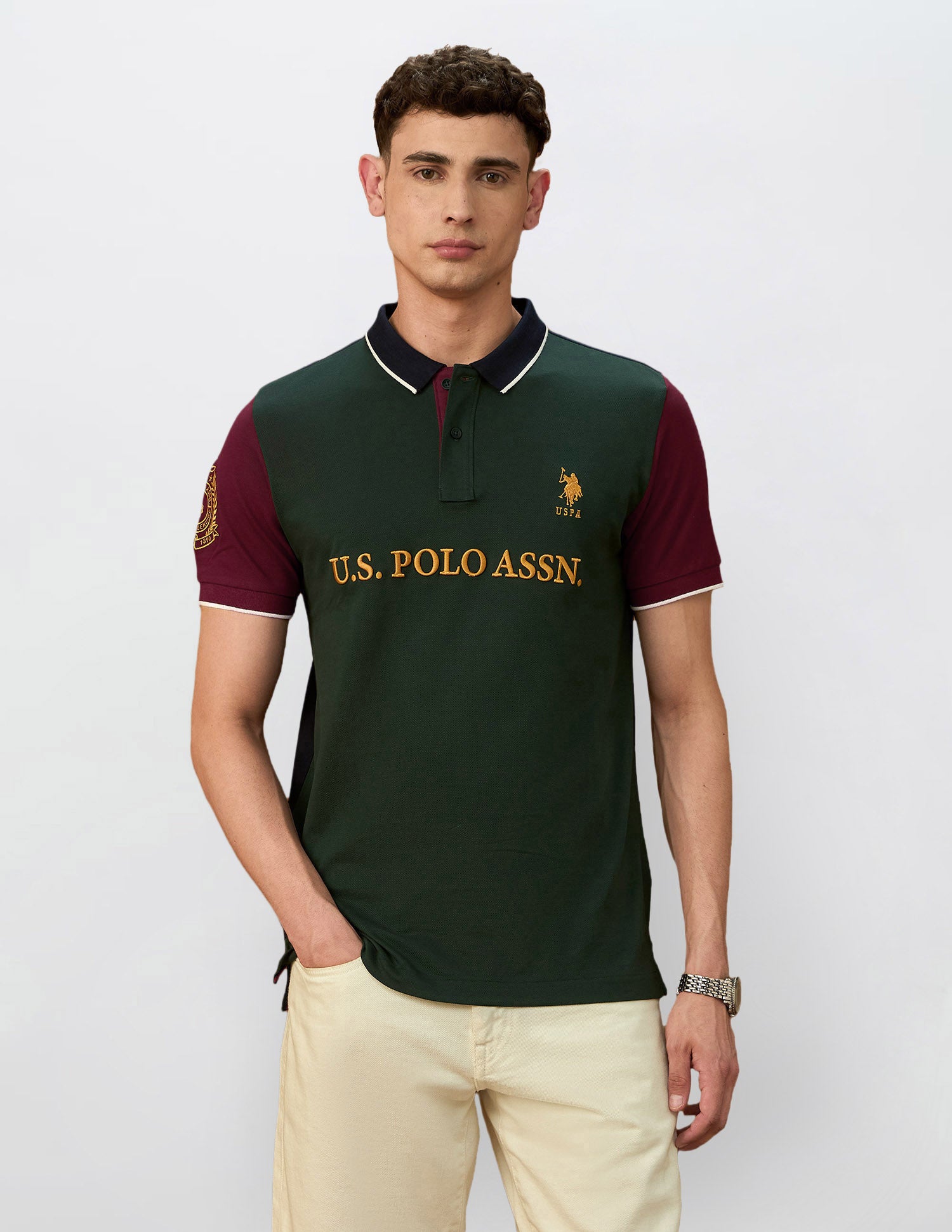 Brand Embroidered Varsity Theatre Polo Shirt Olive - U.S. POLO ASSN. | Large