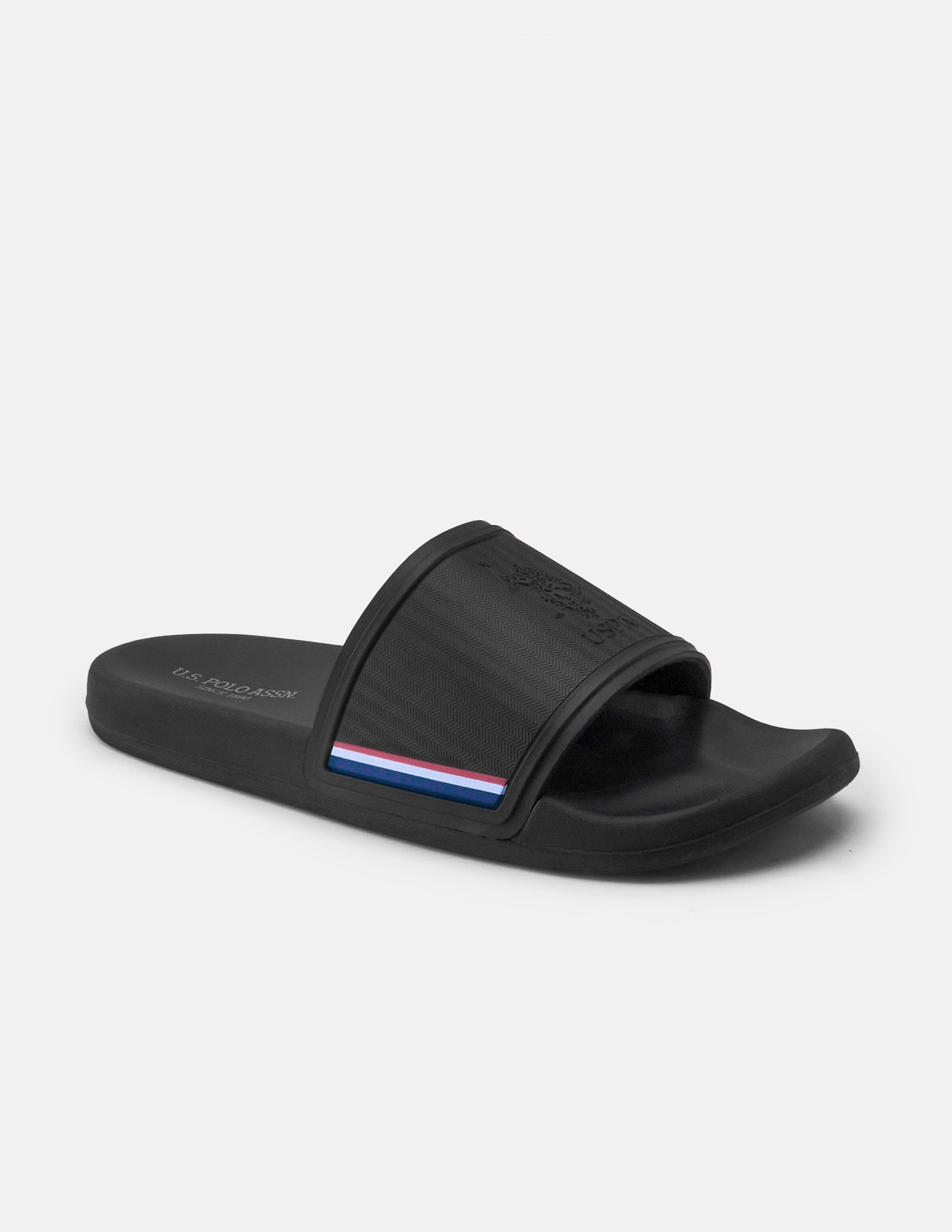 Jamie Brand Embossed Sliders Black - U.S. Polo Assn. India | Large