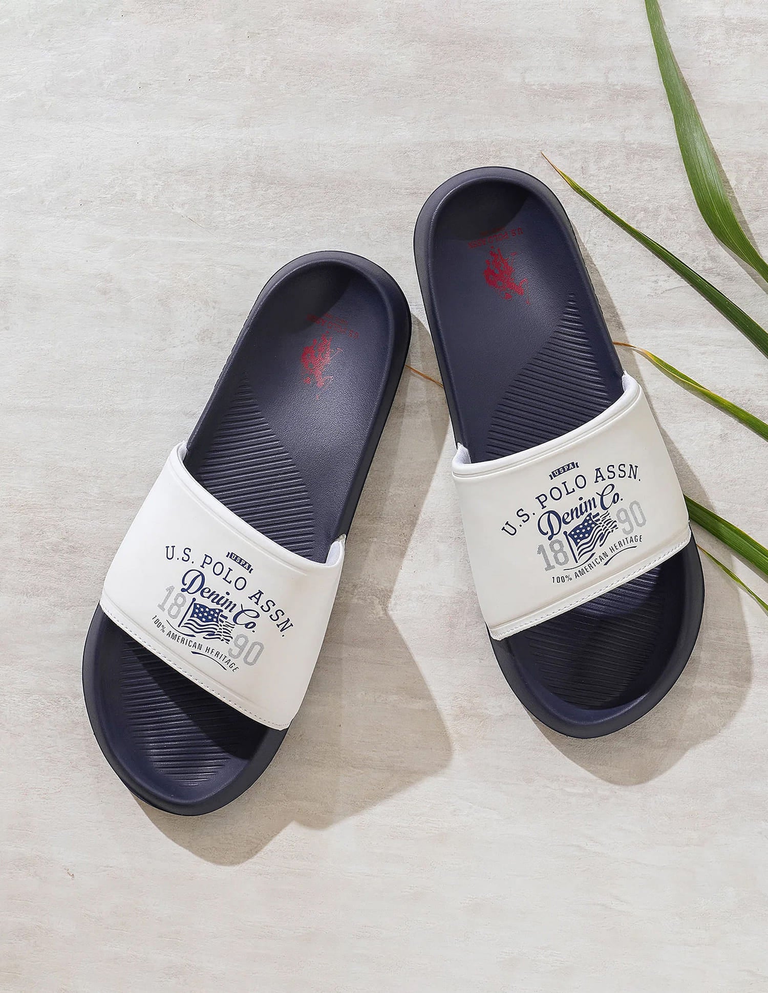 Men Brand Print Open Toe Toplin 5.0 Slides White - U.S. Polo Assn. India | Large