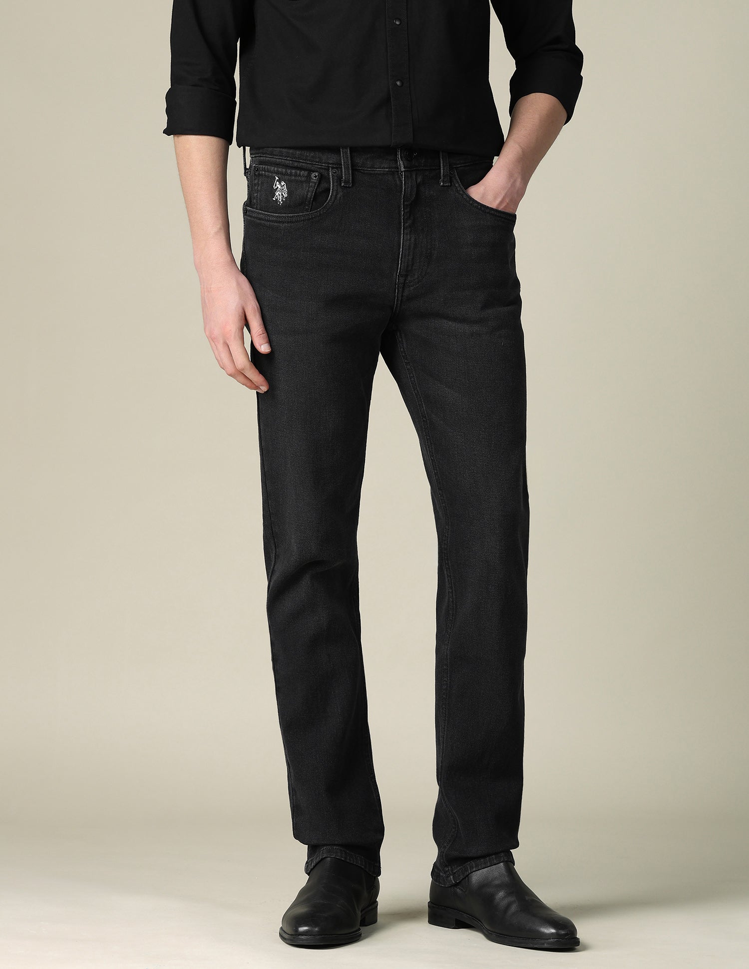 Harold Slim Straight Fit Black Jeans