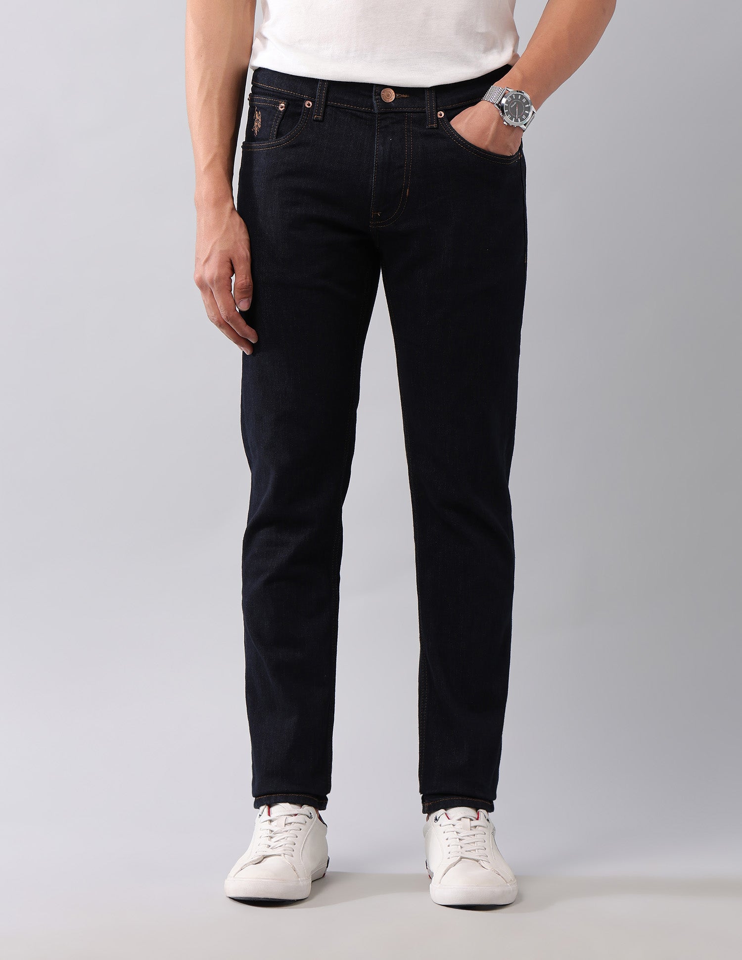 Brandon Slim Tapered Fit Blue Vintage Jeans Dark Wash - U.S. Polo Assn. India | Large