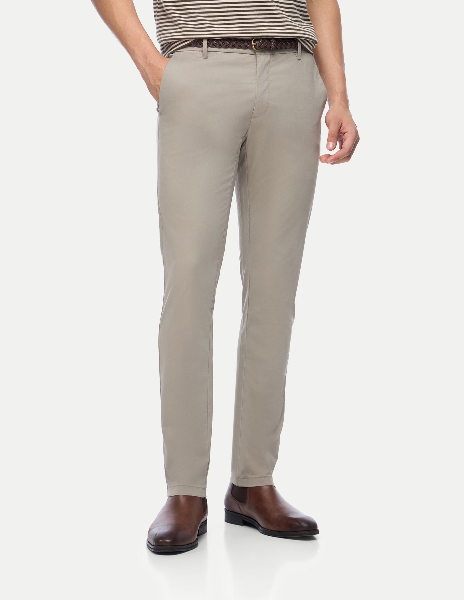 Austin Trim Regular Fit Twill Trousers Light Khaki - U.S. Polo Assn. India | Large