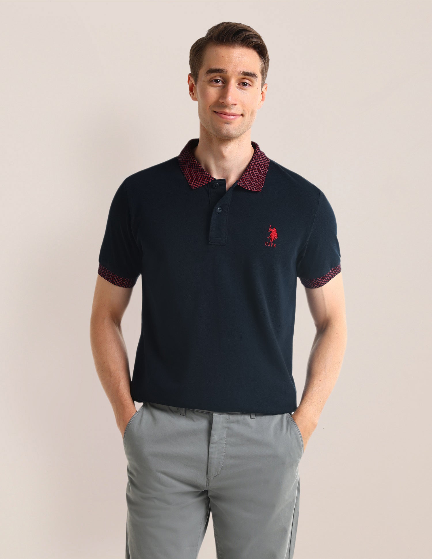 Solid Slim Fit Polo Shirt Navy - U.S. Polo Assn. India | Large