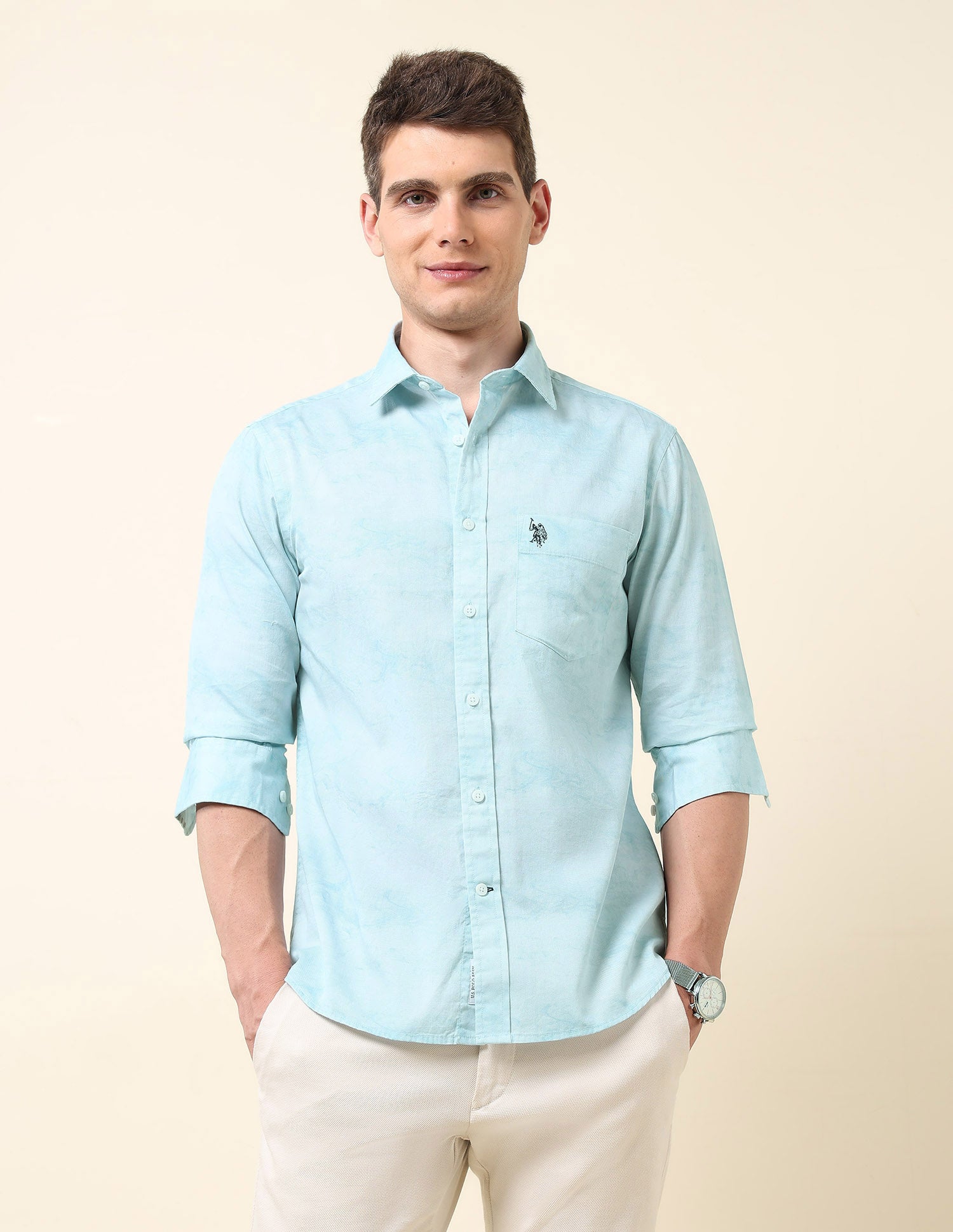 Abstract Printed Twill Shirt Blue - U.S. Polo Assn. India | Large