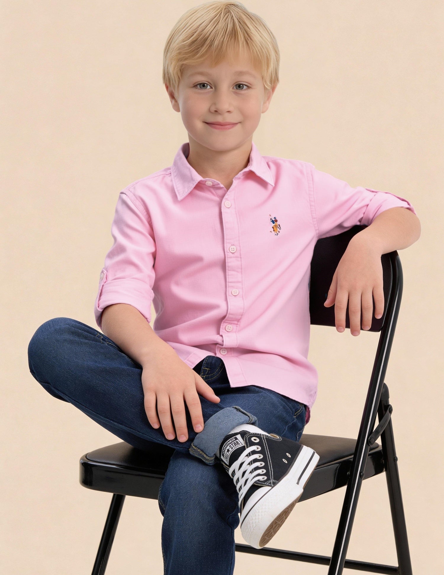 Boys Solid Pattern Oxford Shirt