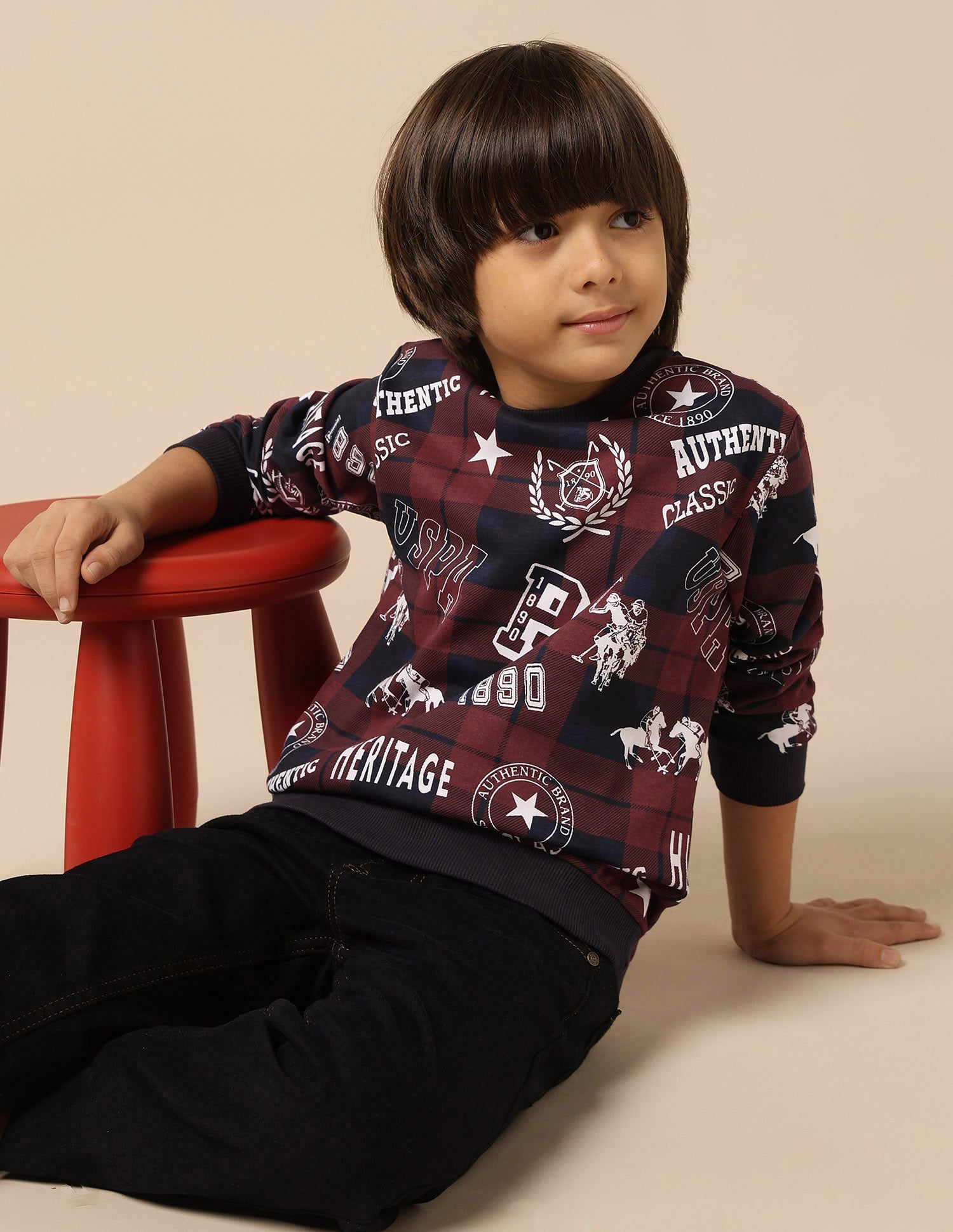 Boys Brand Printed Regular Fit Sweatshirt