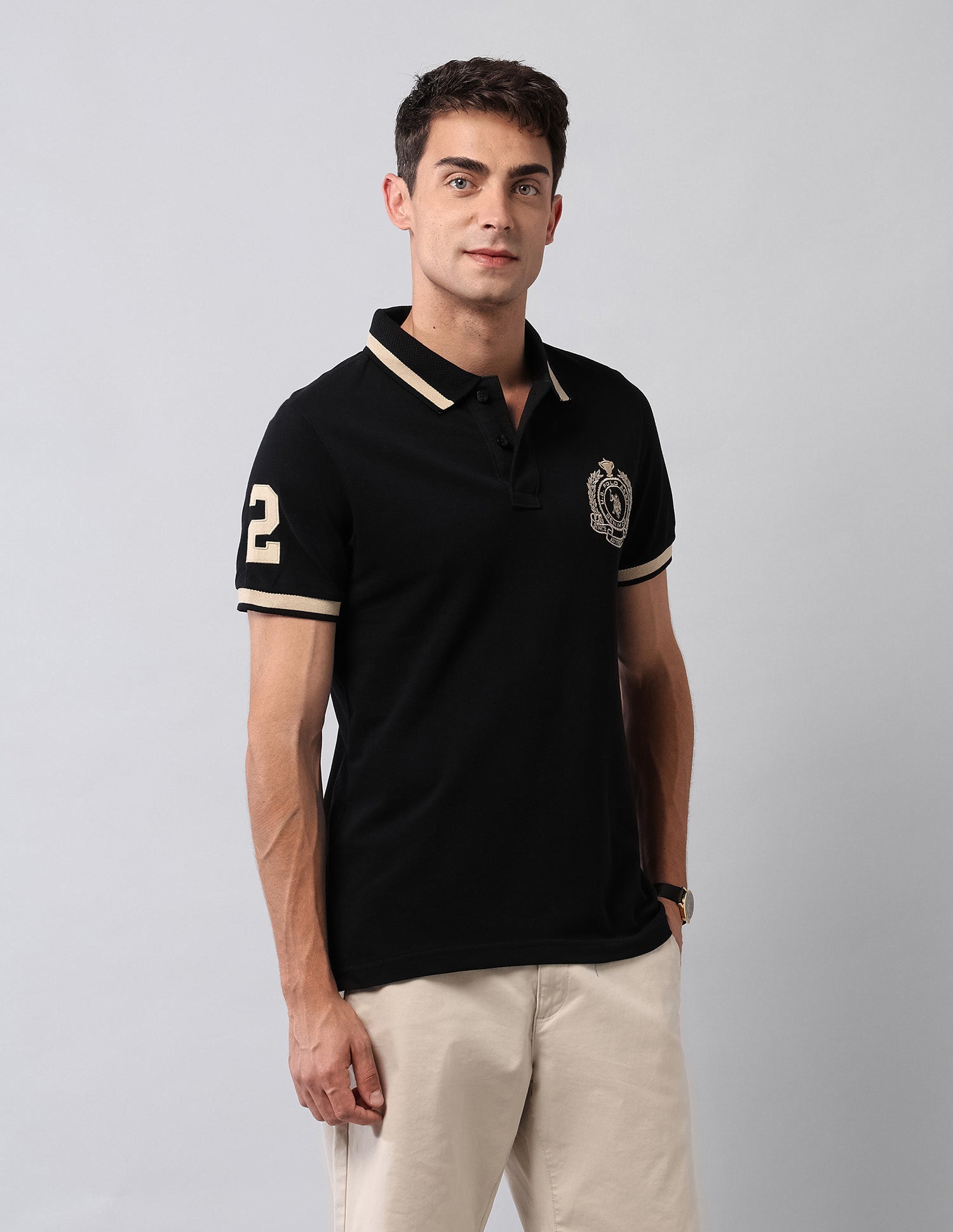 Solid Muscle Fit Polo Shirt Black - U.S. Polo Assn. India | Large