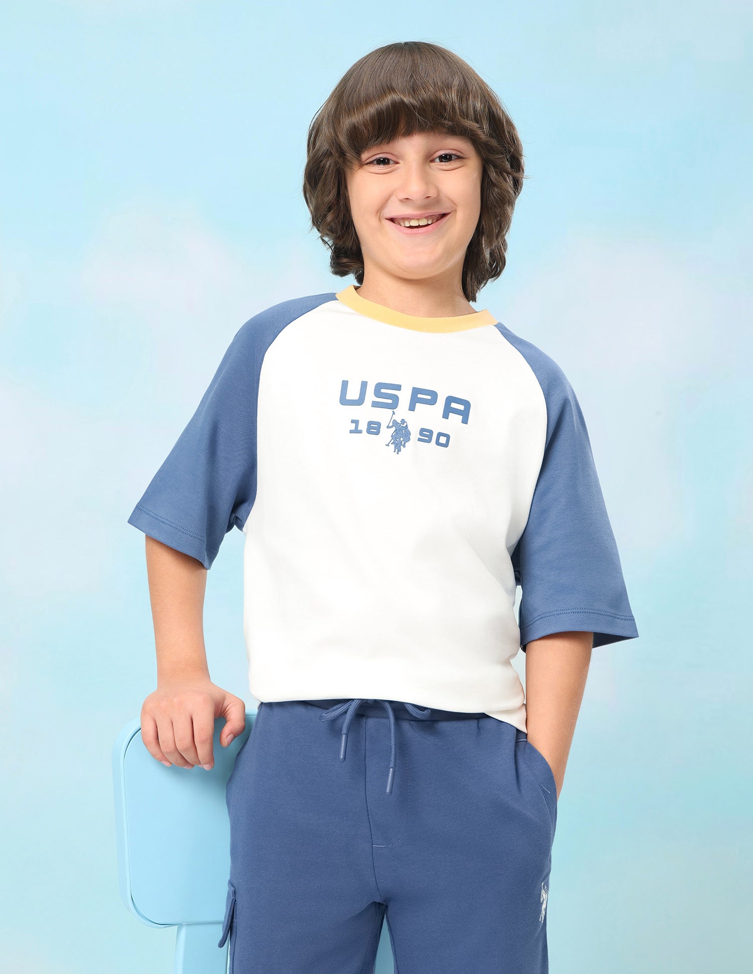 Colour Blocked Oversized Fit T-Shirt Off White - U.S. Polo Assn. India | Large