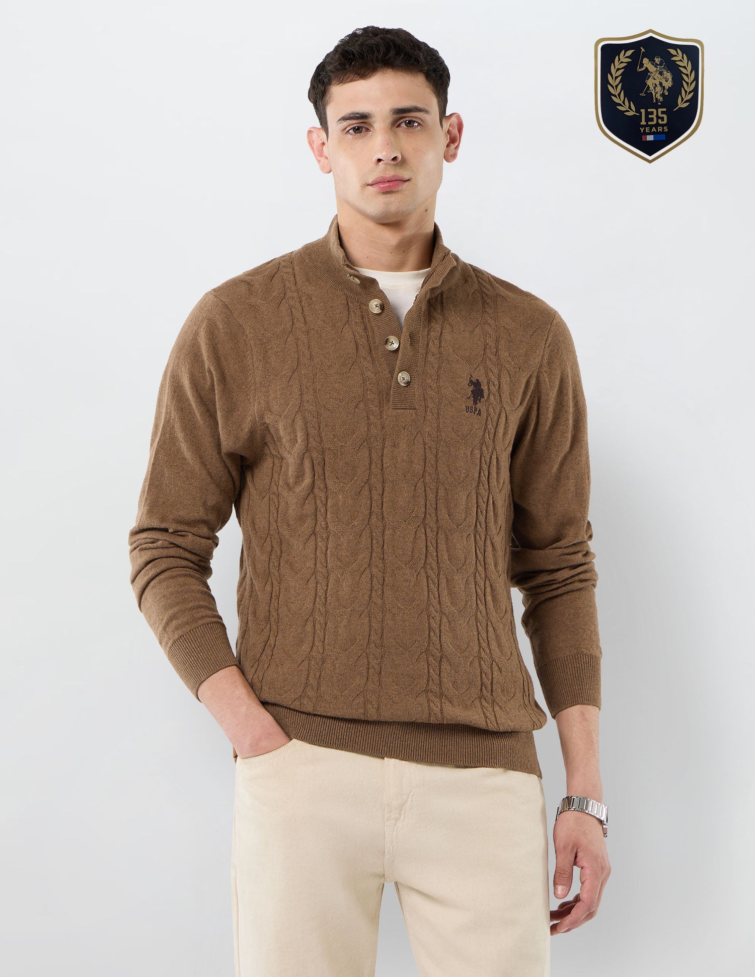 Patterned Cable Knit Regular Fit Sweater