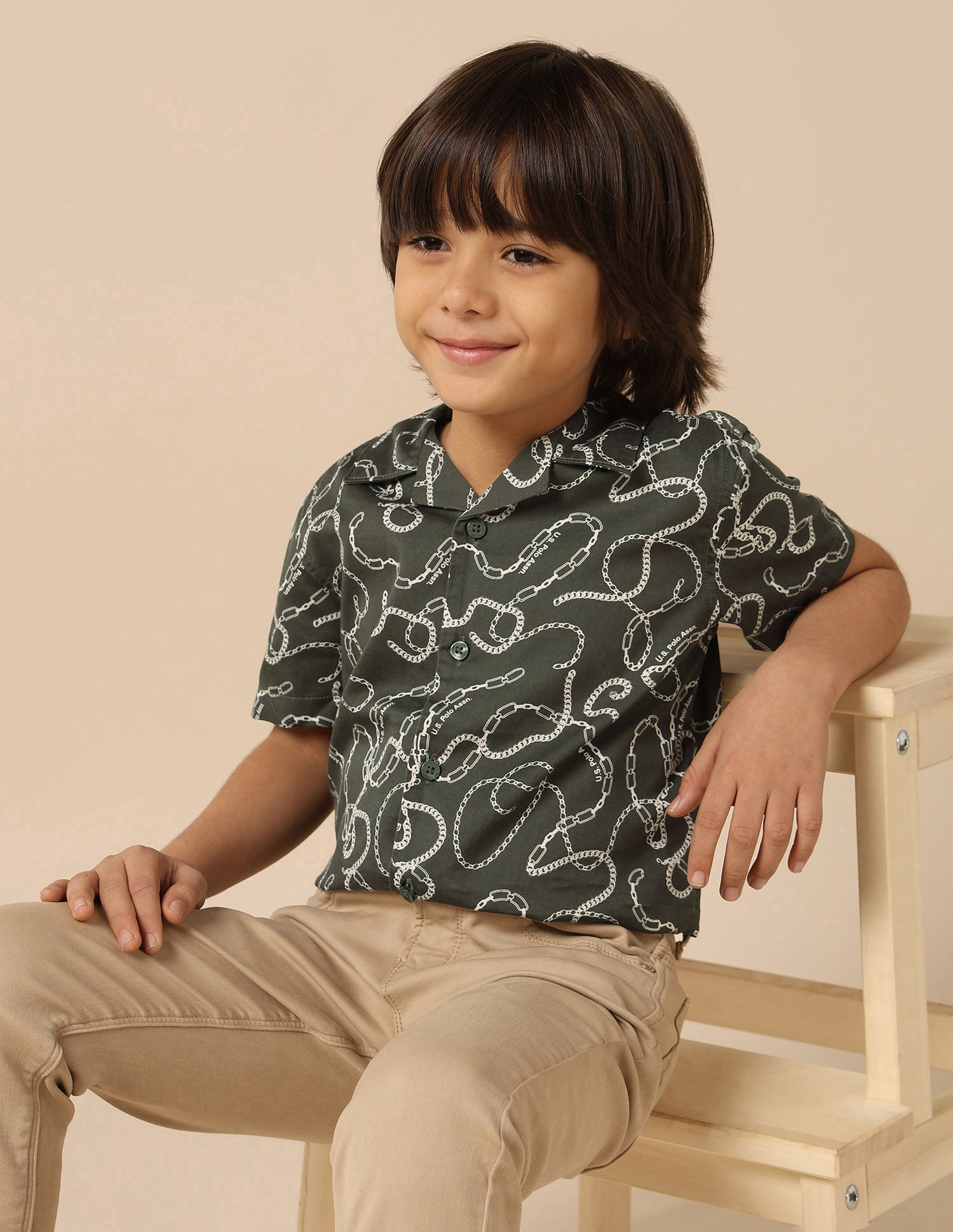 Boys All Over Printed Satin Shirt