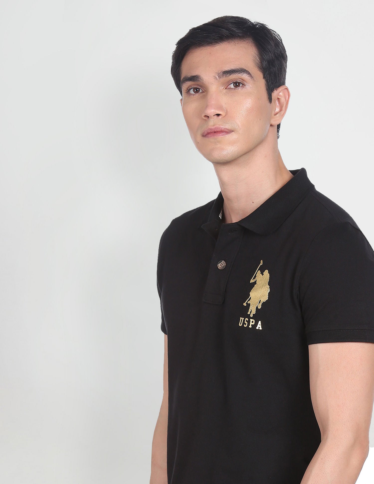 Metallic Logo Polo Shirt Black - U.S. Polo Assn. India | Large