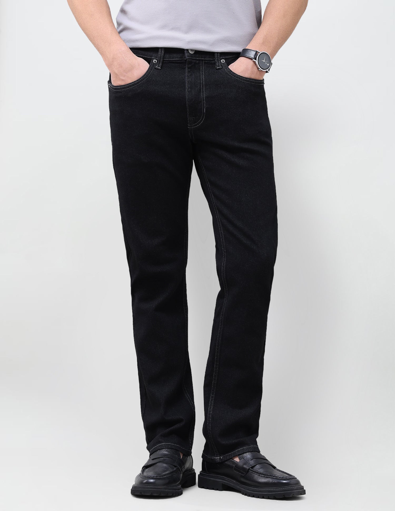 Solid Slim Straight Fit Jeans Grey - U.S. Polo Assn. India | Large