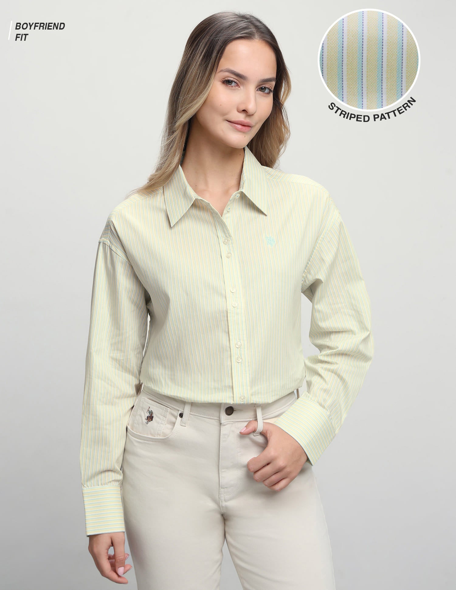 Vertical Striped Boyfriend Fit Shirt