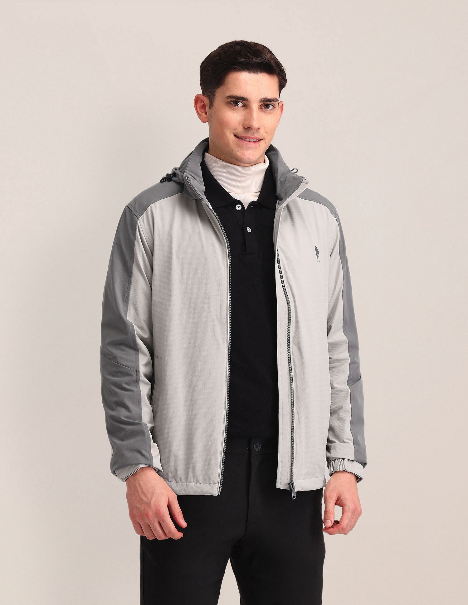 Regular Fit Solid Bomber Jacket