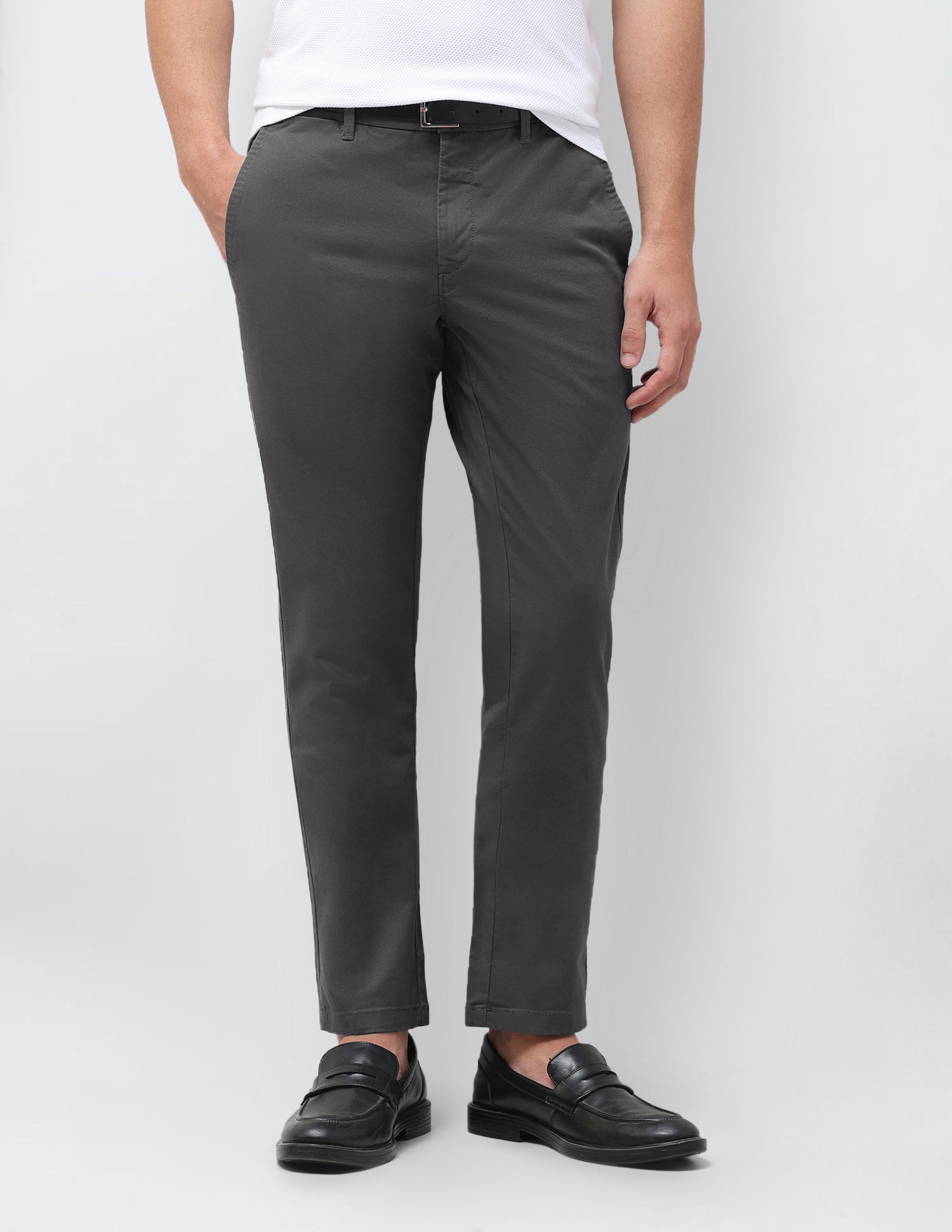 Slim Fit Satin Trousers Dark Grey - U.S. Polo Assn. India | Large