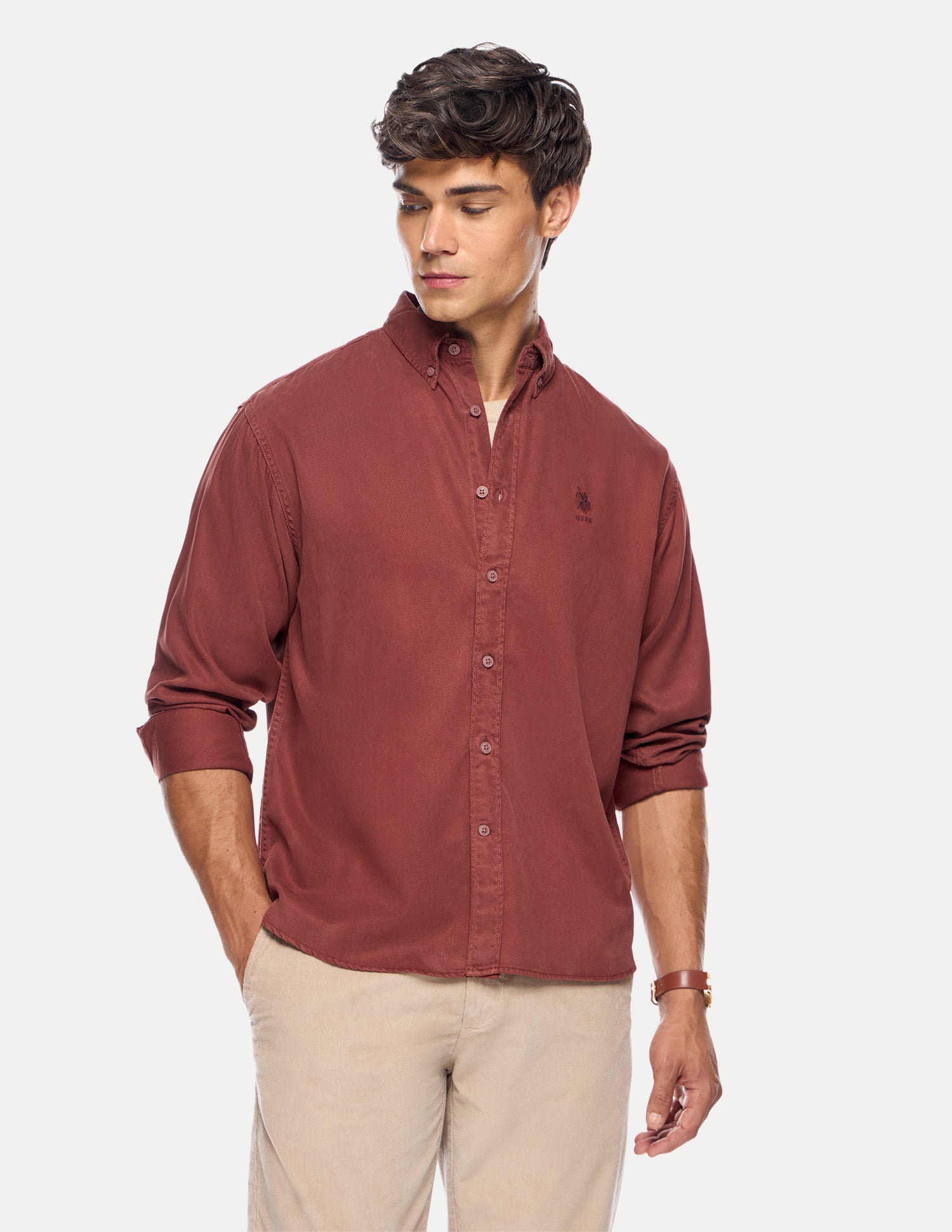 Relaxed Fit Button Down Shirt Rust - U.S. Polo Assn. India | Large