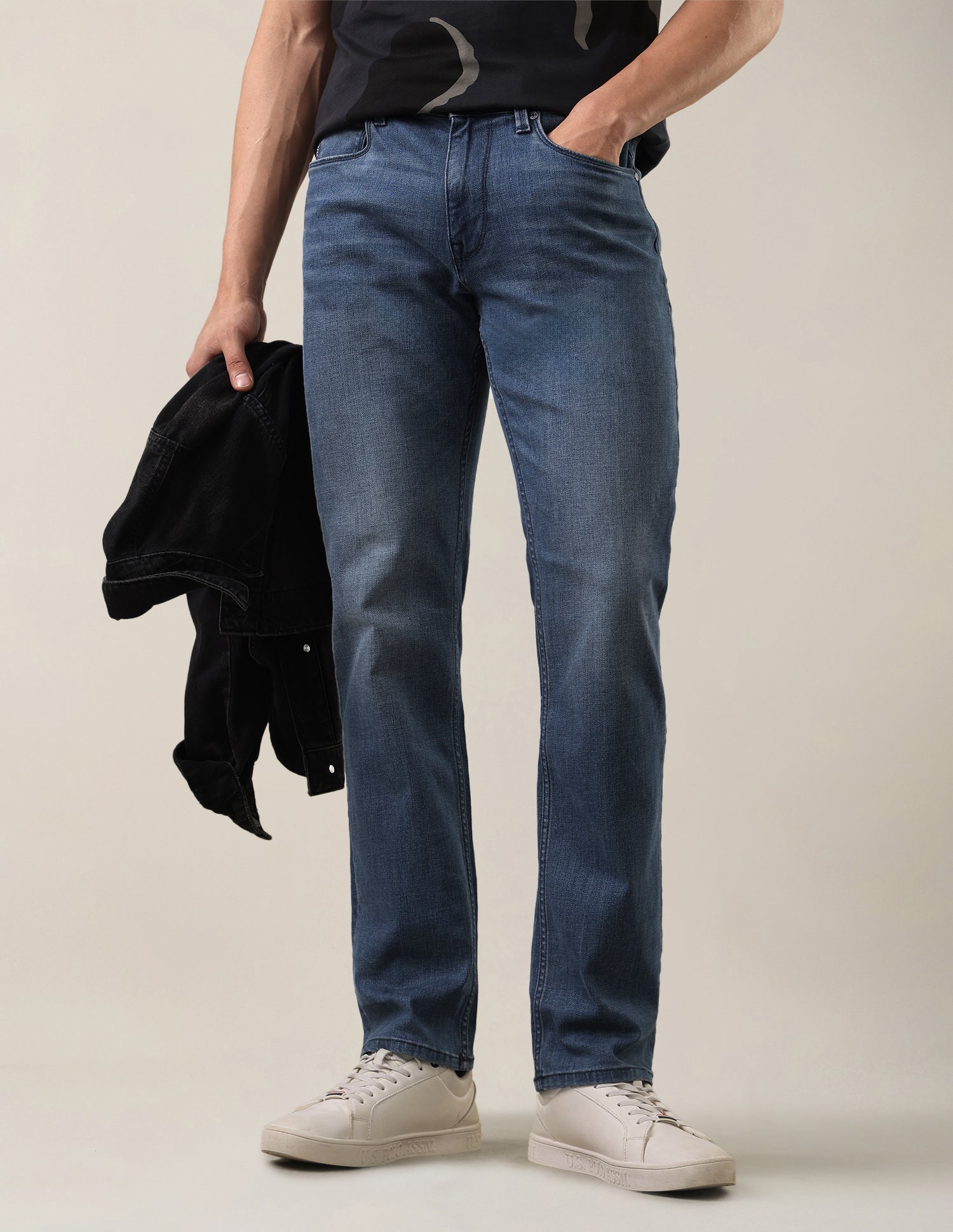 Harold Slim Straight Fit Blue Jeans Mid Blue - U.S. Polo Assn. India | Large