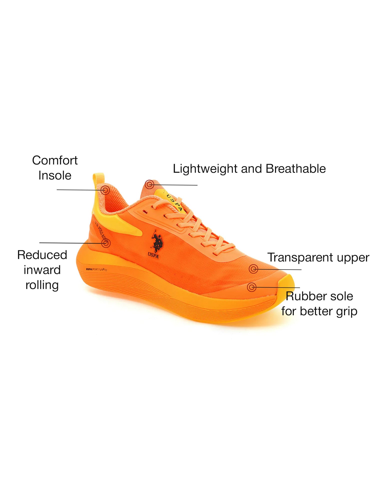 Men Frank Orange Uspa Sport  Runpro Running Shoes Orange - U.S. POLO ASSN. | Large