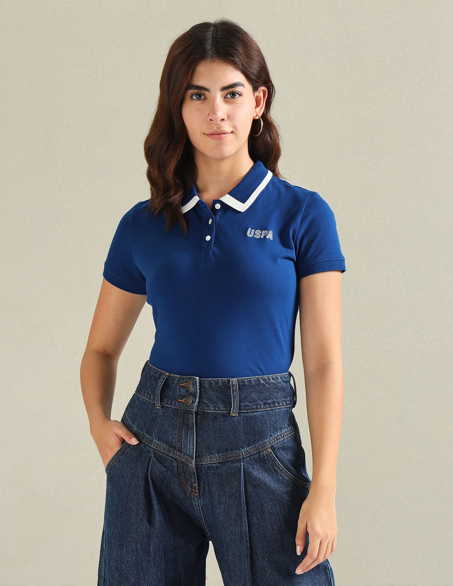 Cotton Stretch Tipped Polo Shirt