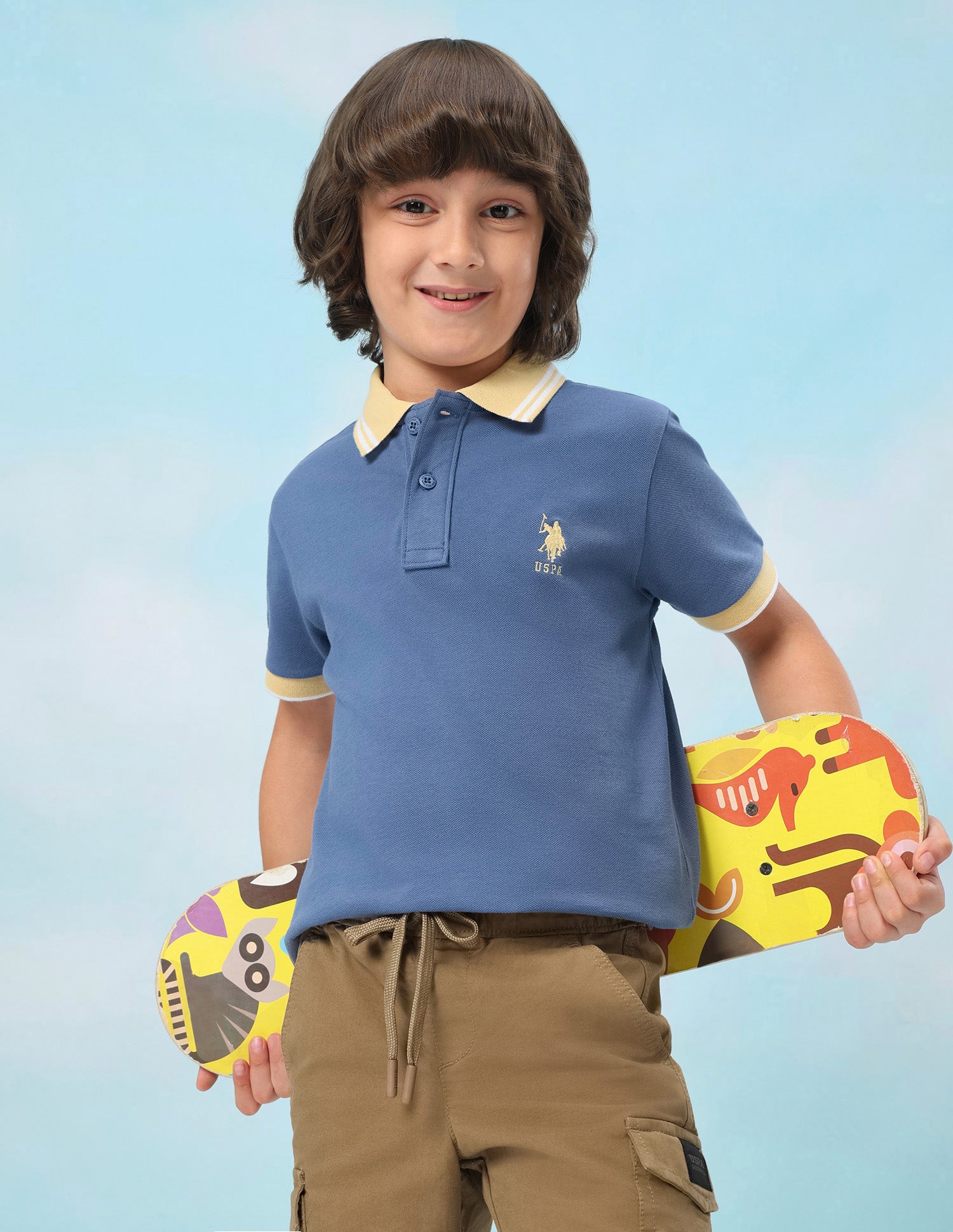 Solid Regular Fit Polo Shirt Blue - U.S. Polo Assn. India | Large