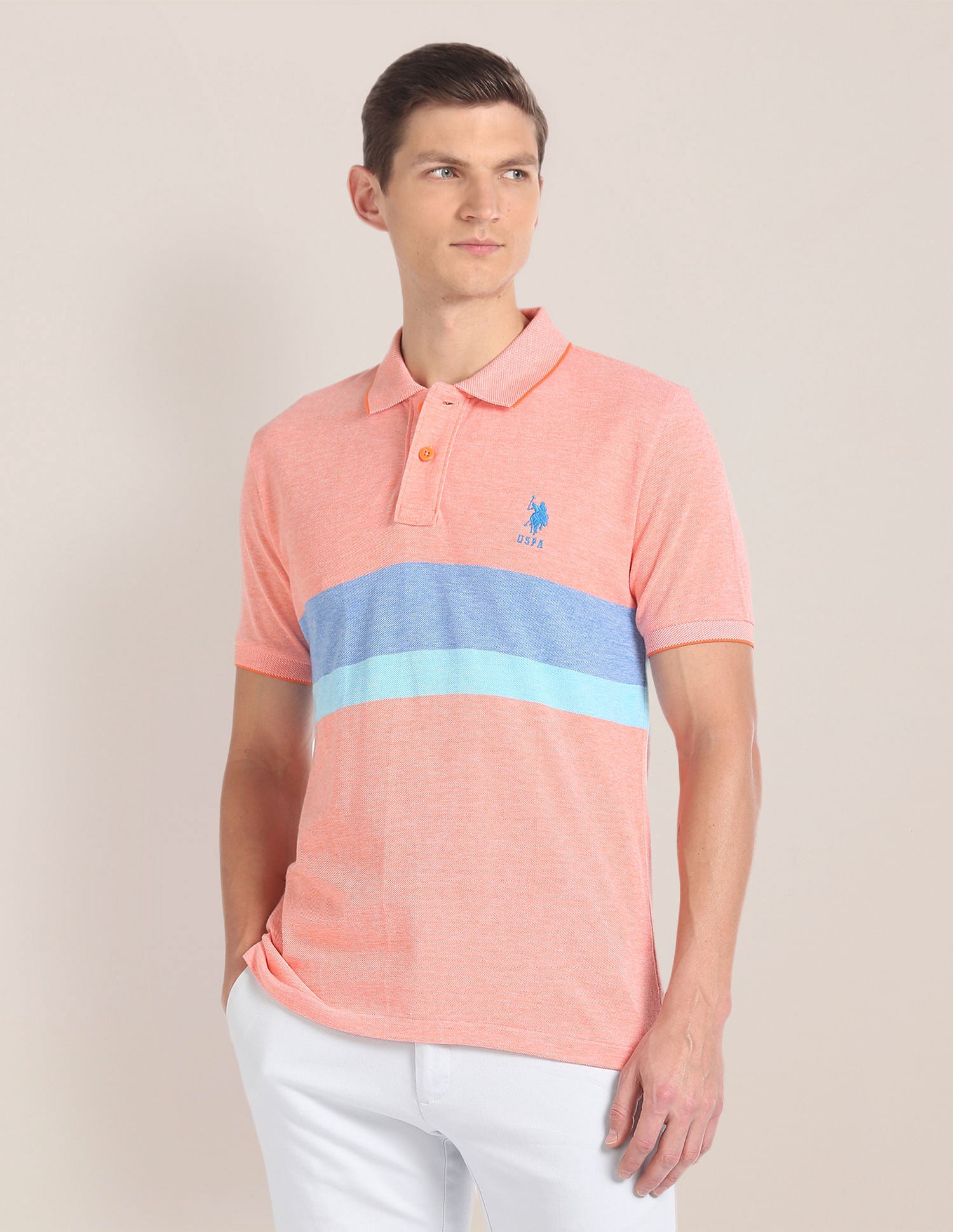 Horizontal Stripe Cotton Polo Shirt