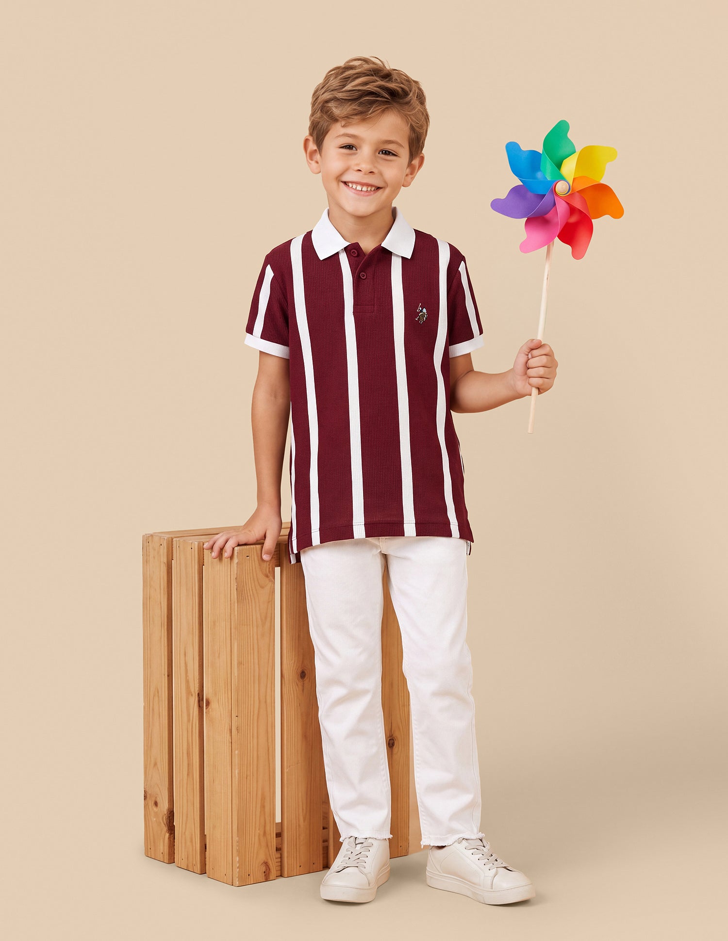 Vertical Striped Regular Fit Polo Shirt Maroon - U.S. Polo Assn. India | Large