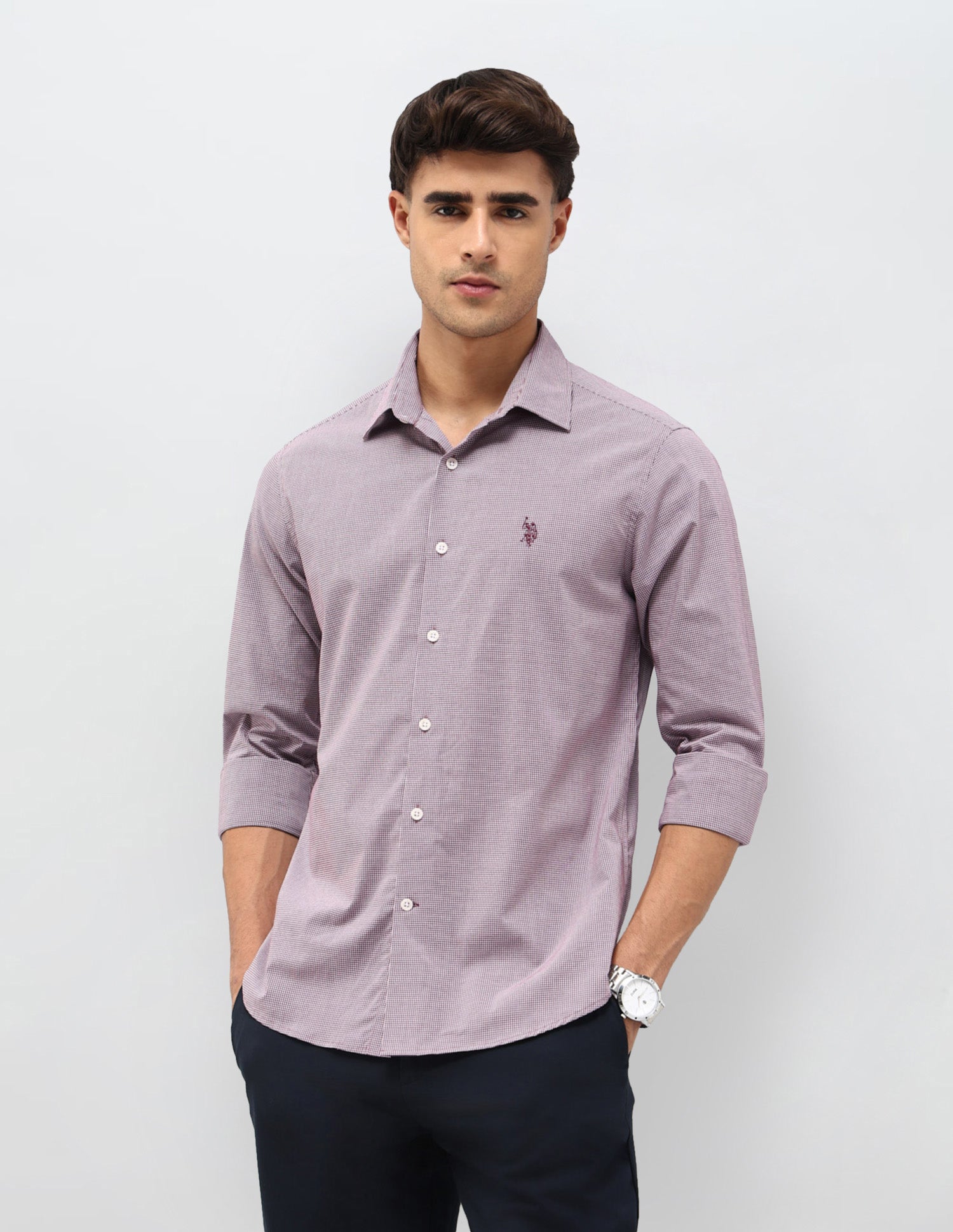 Micro Checked Tailored Fit Shirt