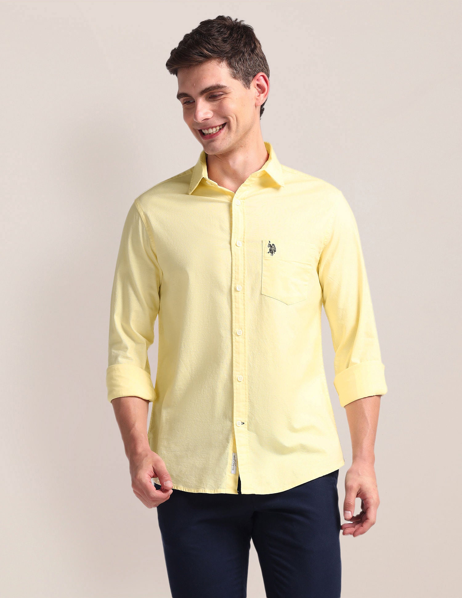 Solid Dobby Shirt Yellow - U.S. Polo Assn. India | Large