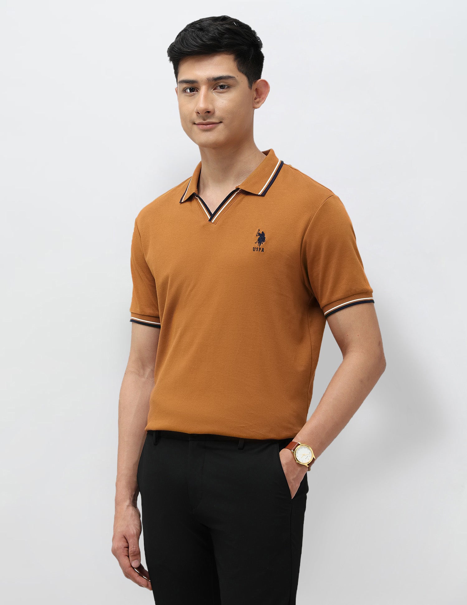 Pure Cotton Slim Fit Polo Shirt Brown - U.S. Polo Assn. India | Large