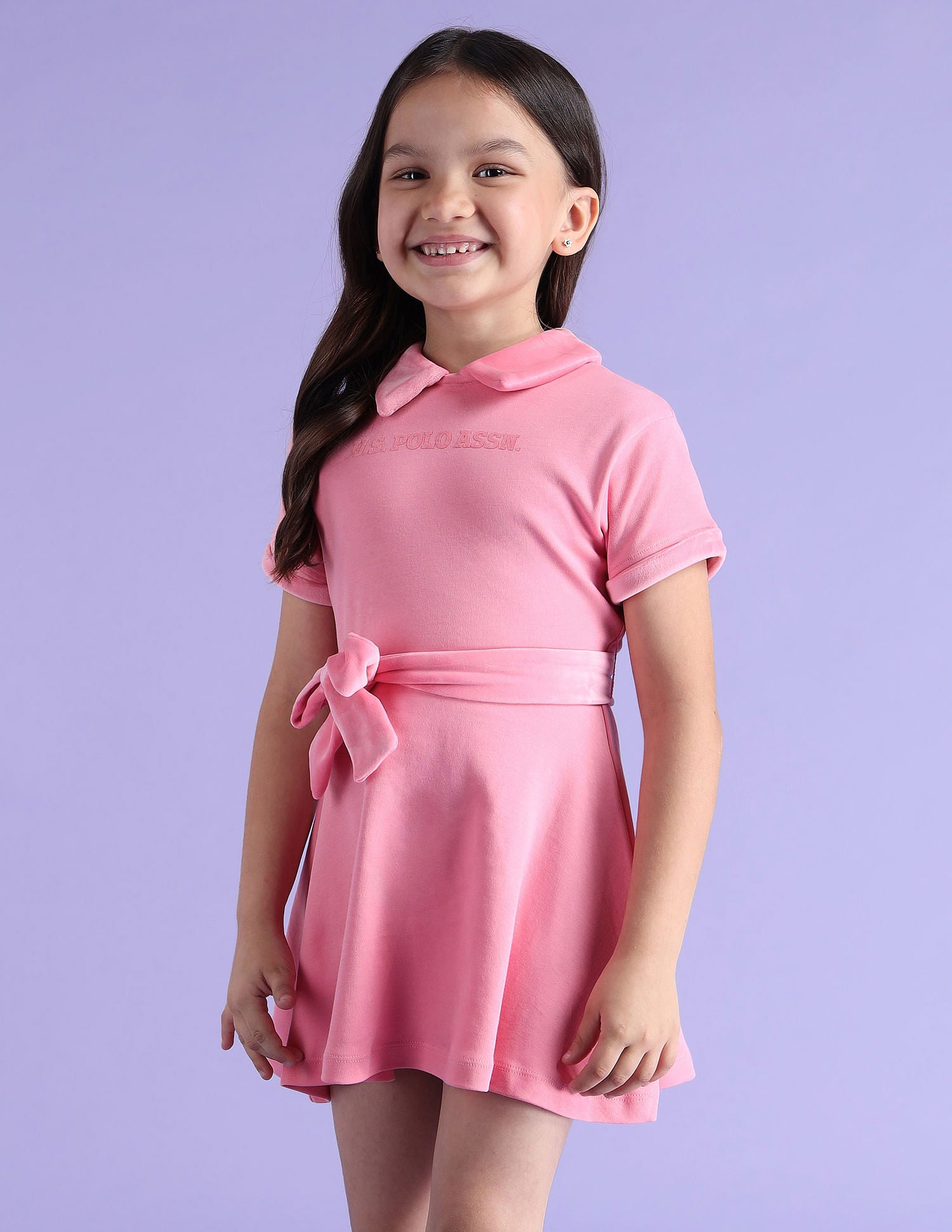 Girls Solid Mini Skater Dress