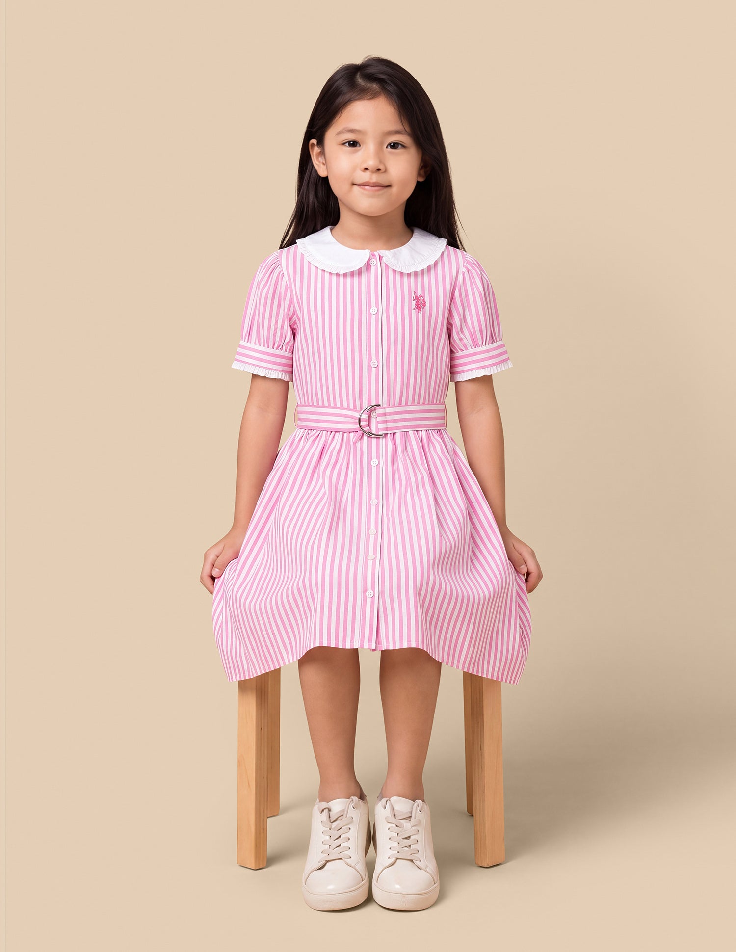 Vertical Striped Relaxed Fit Shirt Dress Pink - U.S. Polo Assn. India | Large