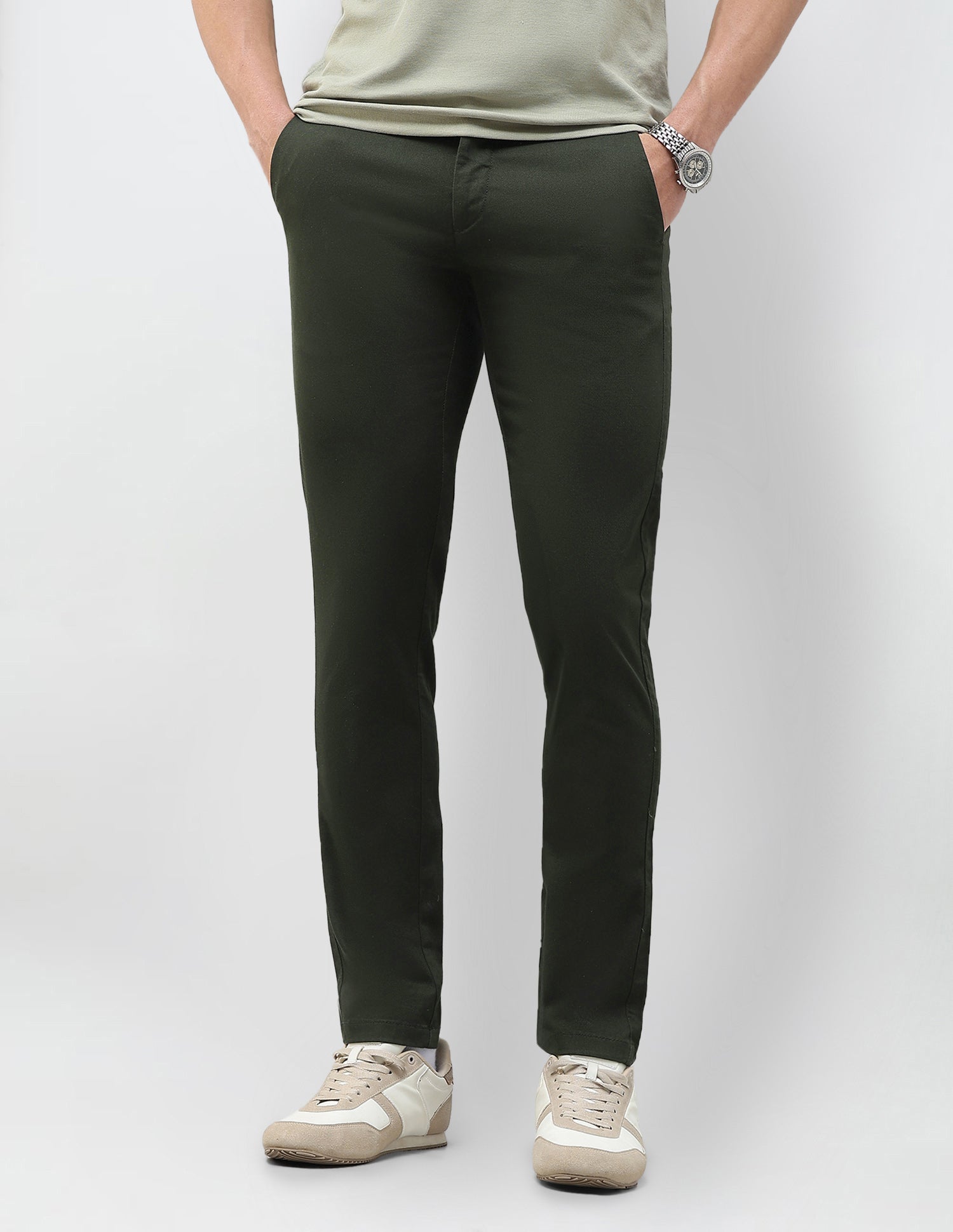 Super Slim Fit Twill Trousers Dark Olive - U.S. Polo Assn. India | Large