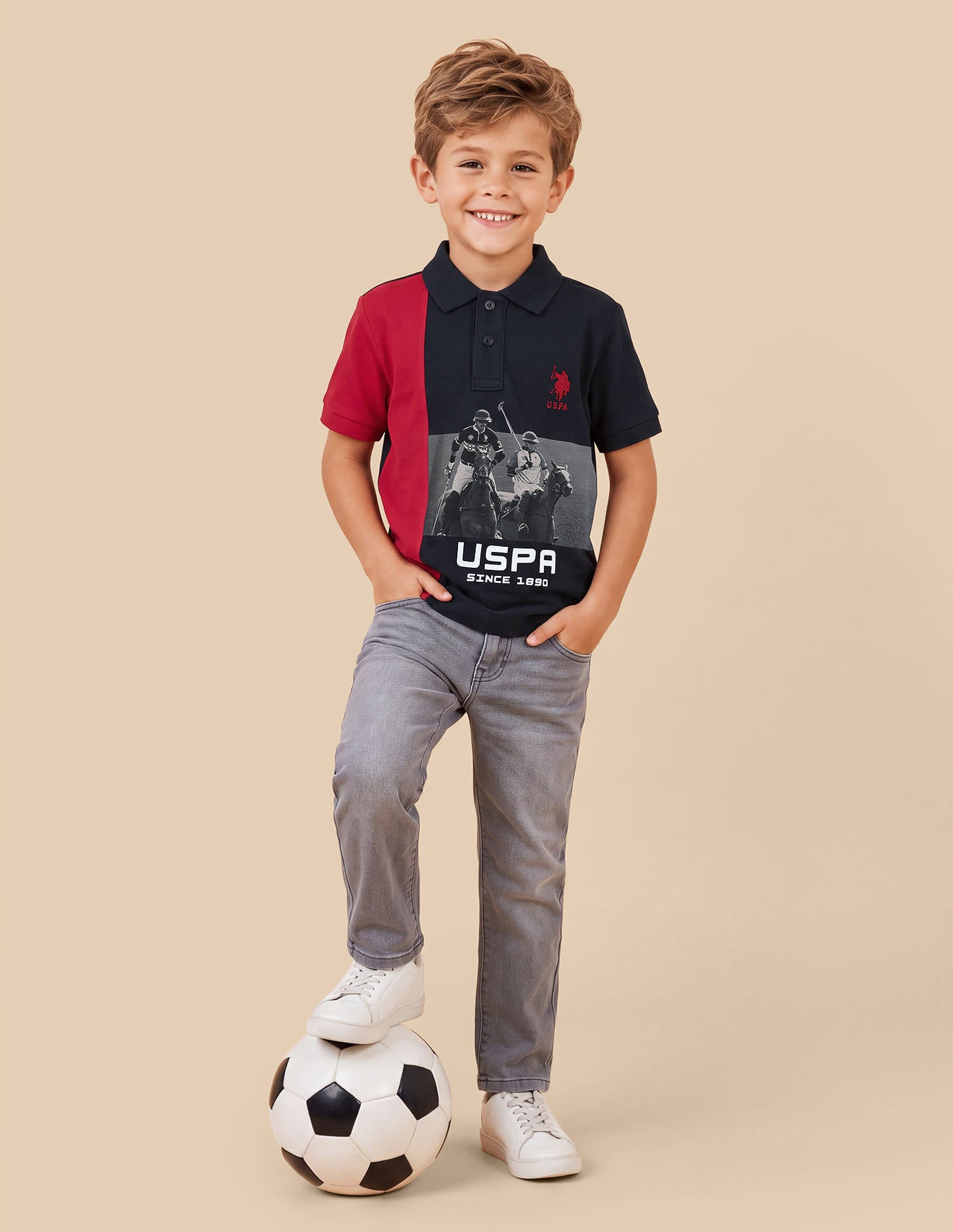 Graphic Brand Printed Regular Fit Polo Shirt Blue - U.S. Polo Assn. India | Large