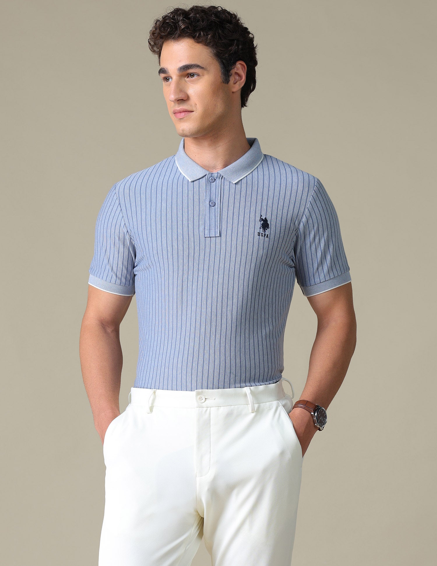 Vertical Striped Regular Fit Polo Shirt