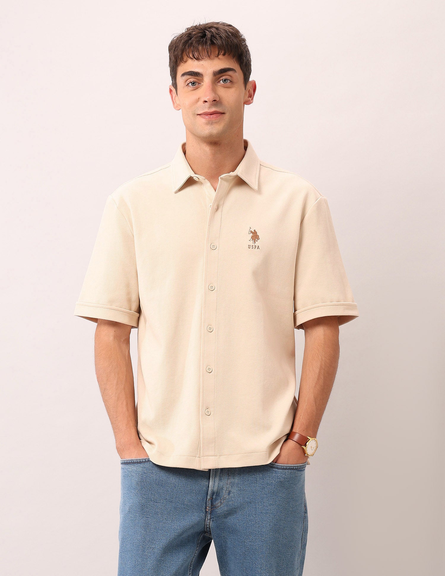 Relaxed Fit Aftergame  Shirt Ivory - U.S. Polo Assn. India | Large