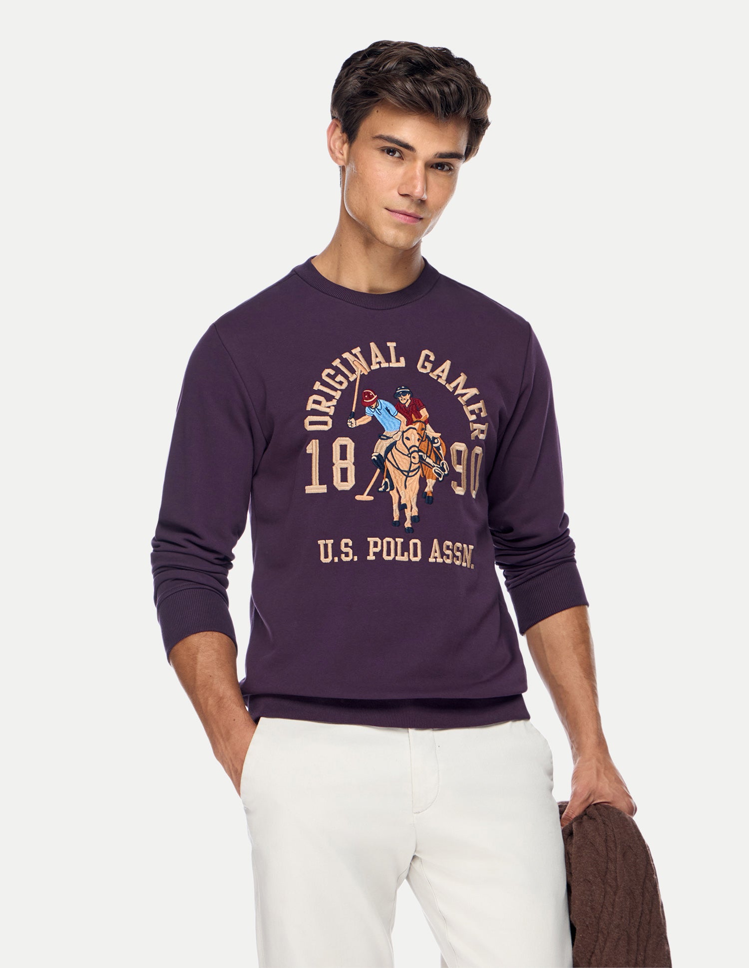 Graphic Brand Printed Regular Fit Sweatshirt Purple - U.S. Polo Assn. India | Large