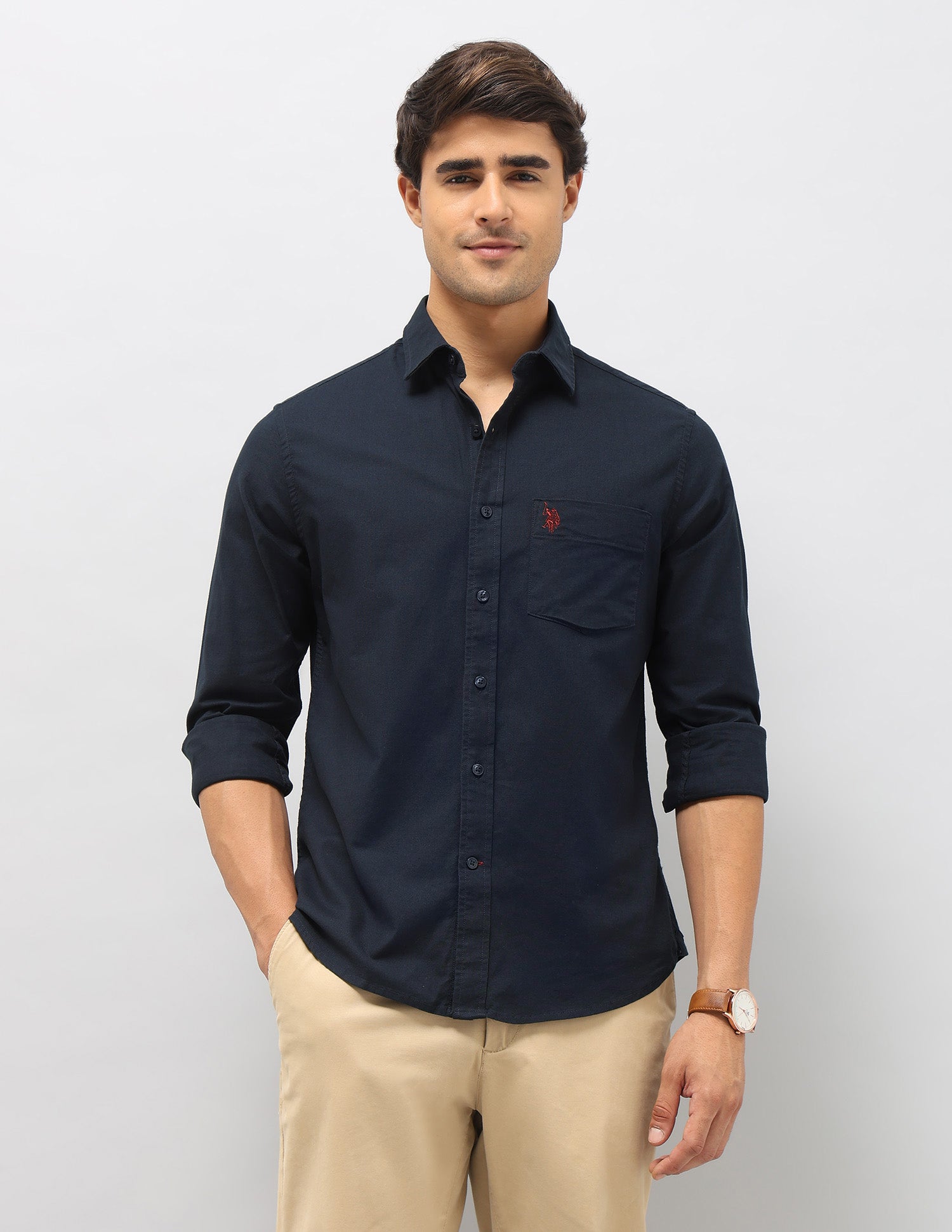 Tailored Fit Oxford Shirt Navy - U.S. Polo Assn. India | Large