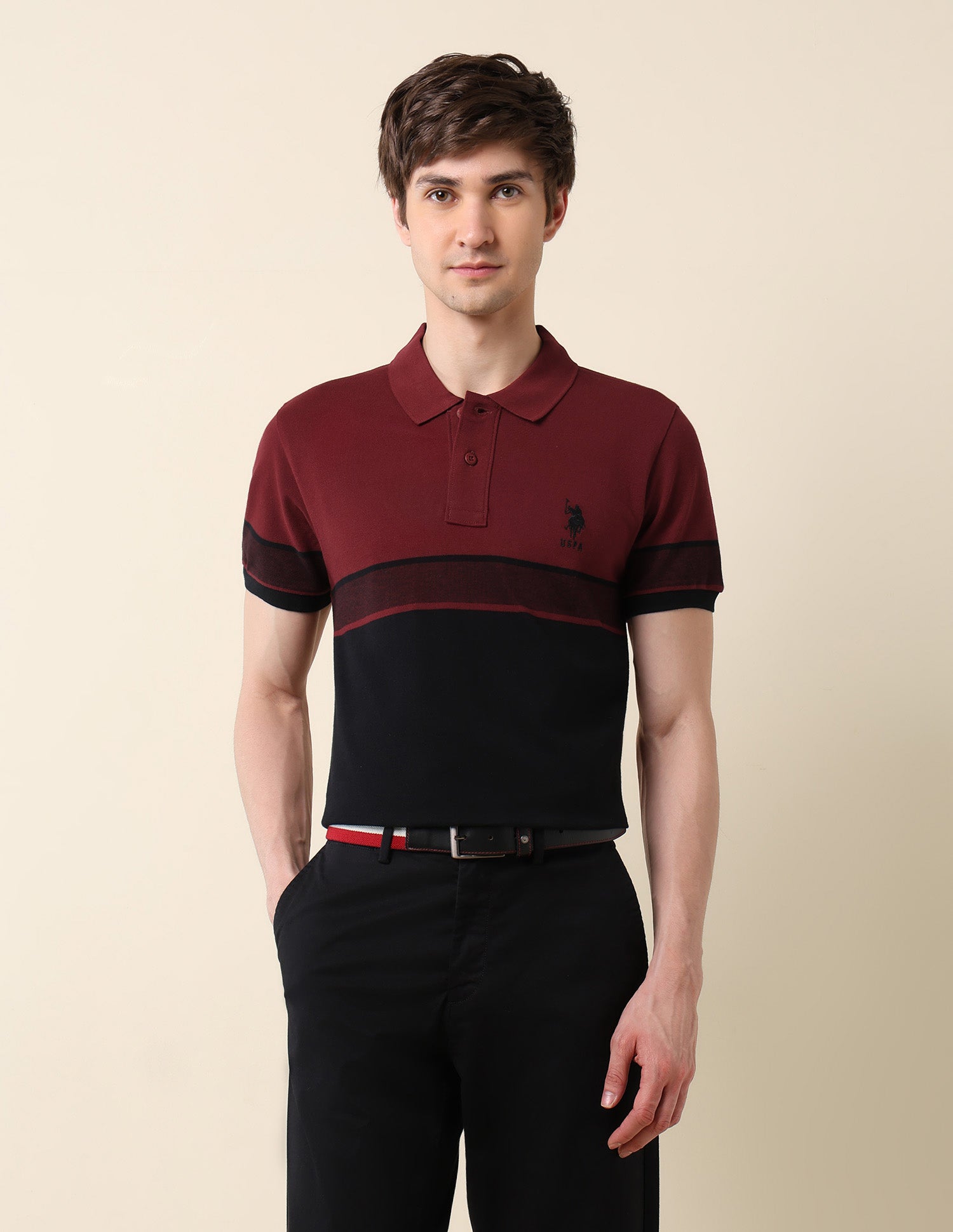 Colourblocked Classic Polo Shirt Wine - U.S. Polo Assn. India | Large